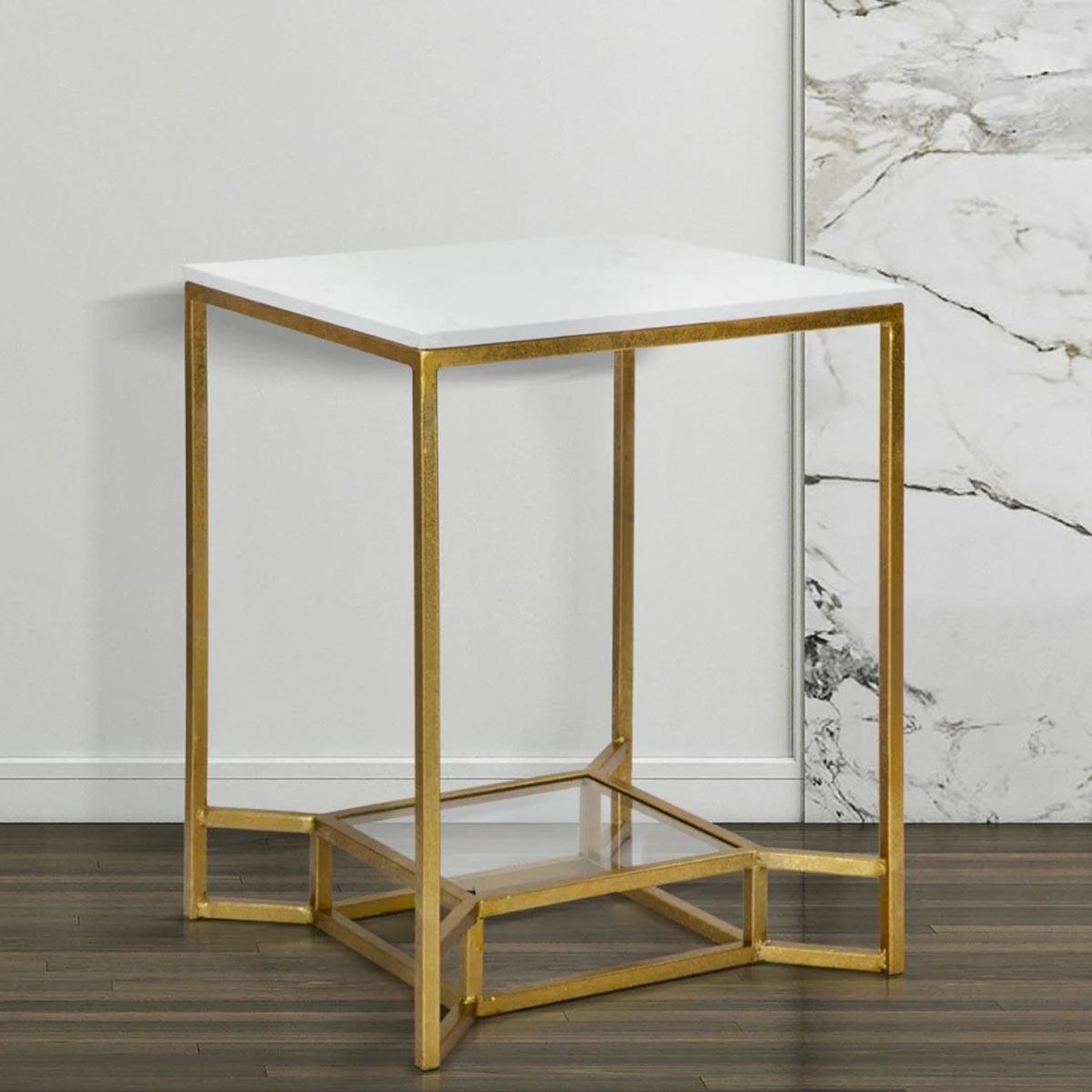 Voir la diapositive 6 : Paris Prix Table d'appoint design  eva  60cm blanc & or