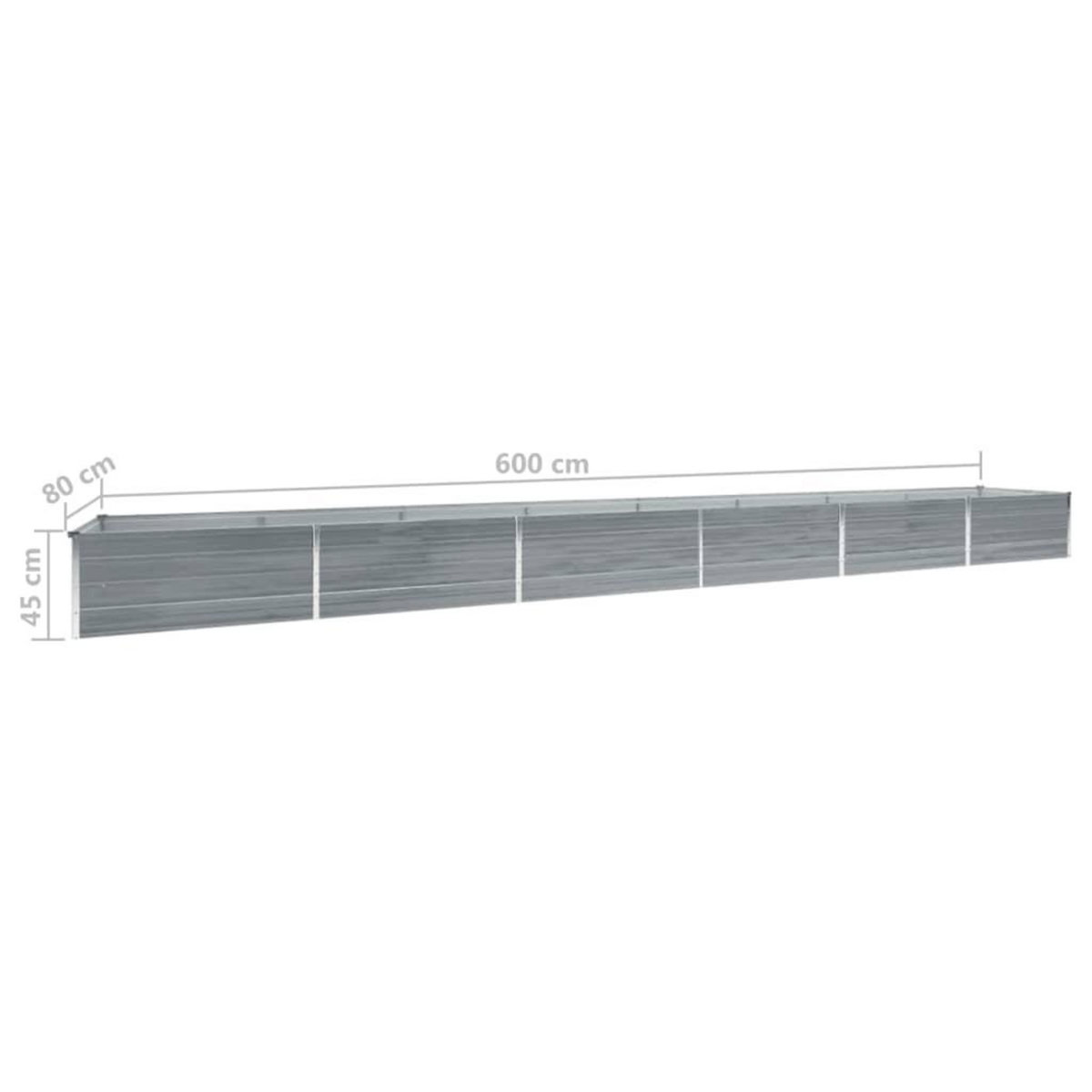 VIDAXL Lit sureleve de jardin Acier galvanise 600x80x45 cm Gris