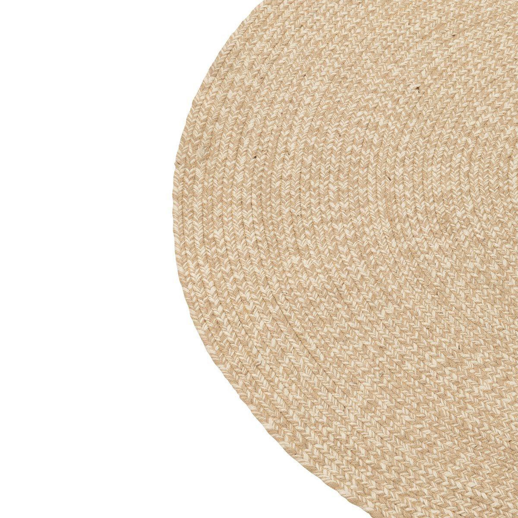 Voir la diapositive 2 : J-LINE Tapis Rond Bohème  Miami  150cm Naturel & Blanc