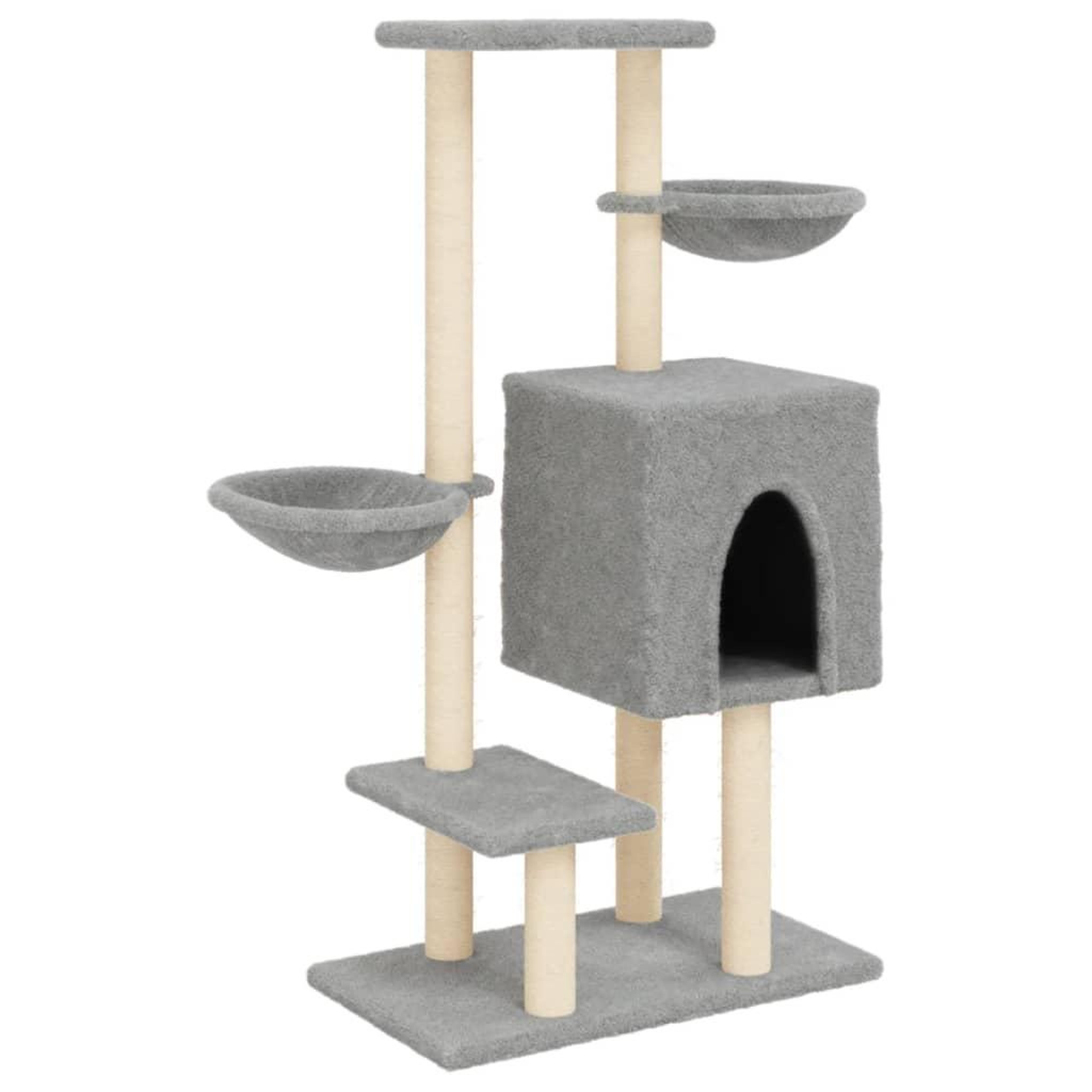 Voir la diapositive 2 : VIDAXL Arbre a chat avec griffoirs en sisal gris clair 117 cm