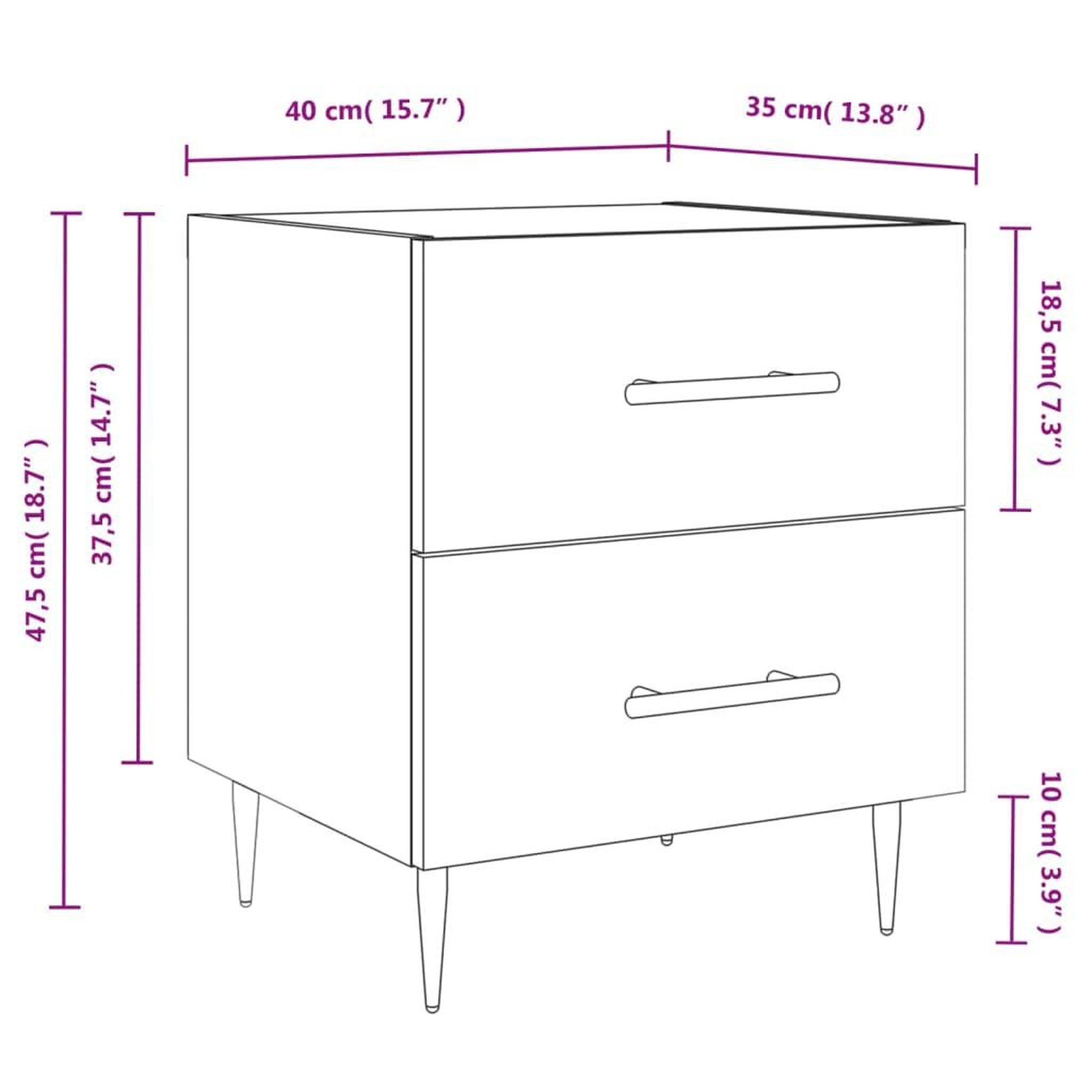 Voir la diapositive 6 : VIDAXL Tables de chevet 2 pcs chene sonoma 40x35x47,5 cm