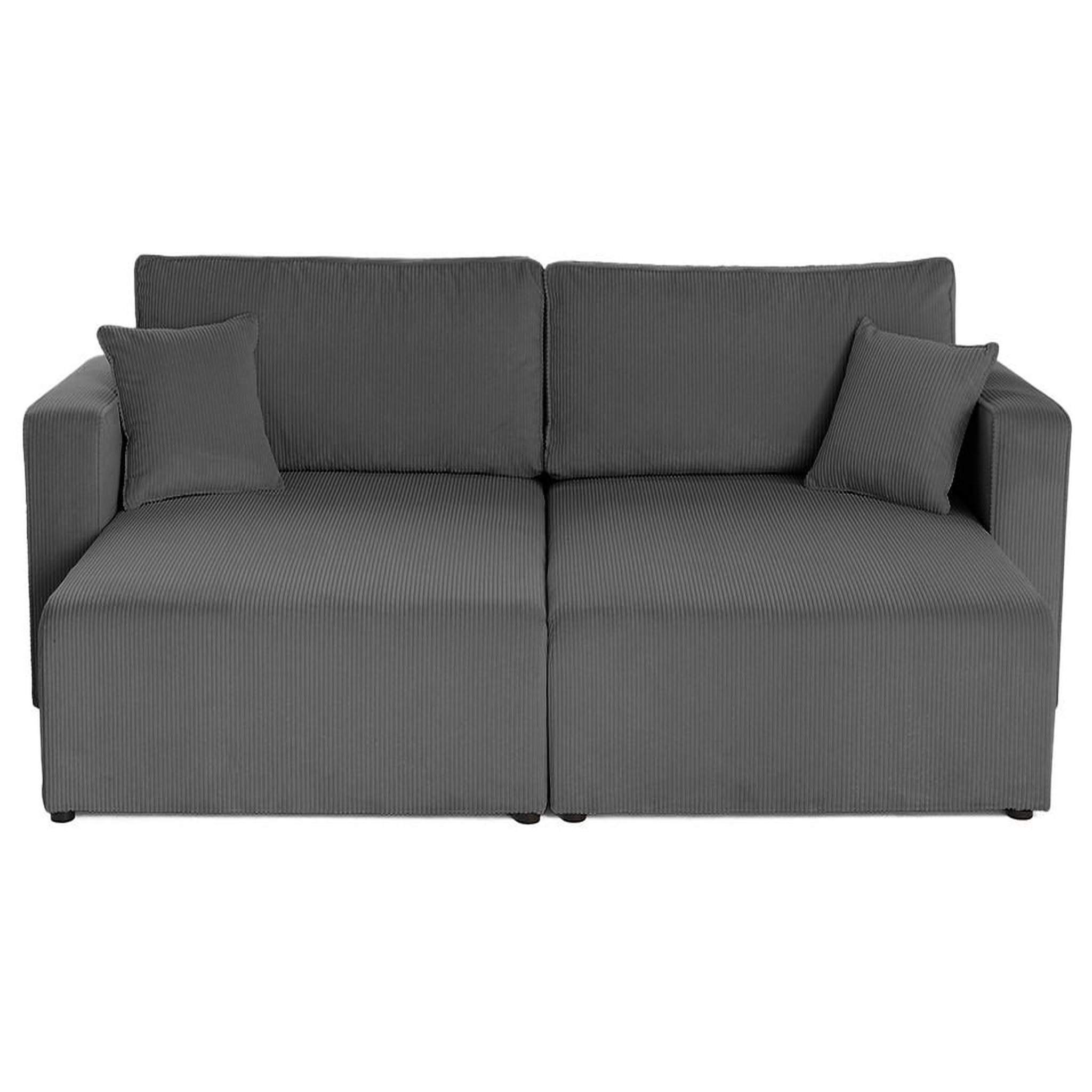 Voir la diapositive 1 : BEST MOBILIER Topaze - canapé droit 4 places avec double méridienne - assise profonde - en velours côtelé