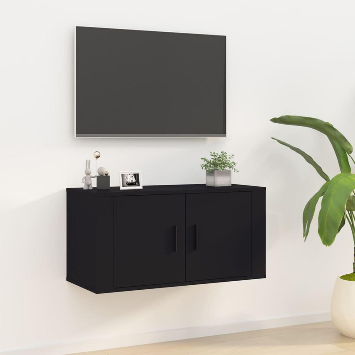 VIDAXL Meuble TV mural Noir 80x34,5x40 cm