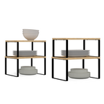 ID MARKET Lot de 4 étagères de rangement empilables DETROIT stockage vaisselle, organisation placard design industriel