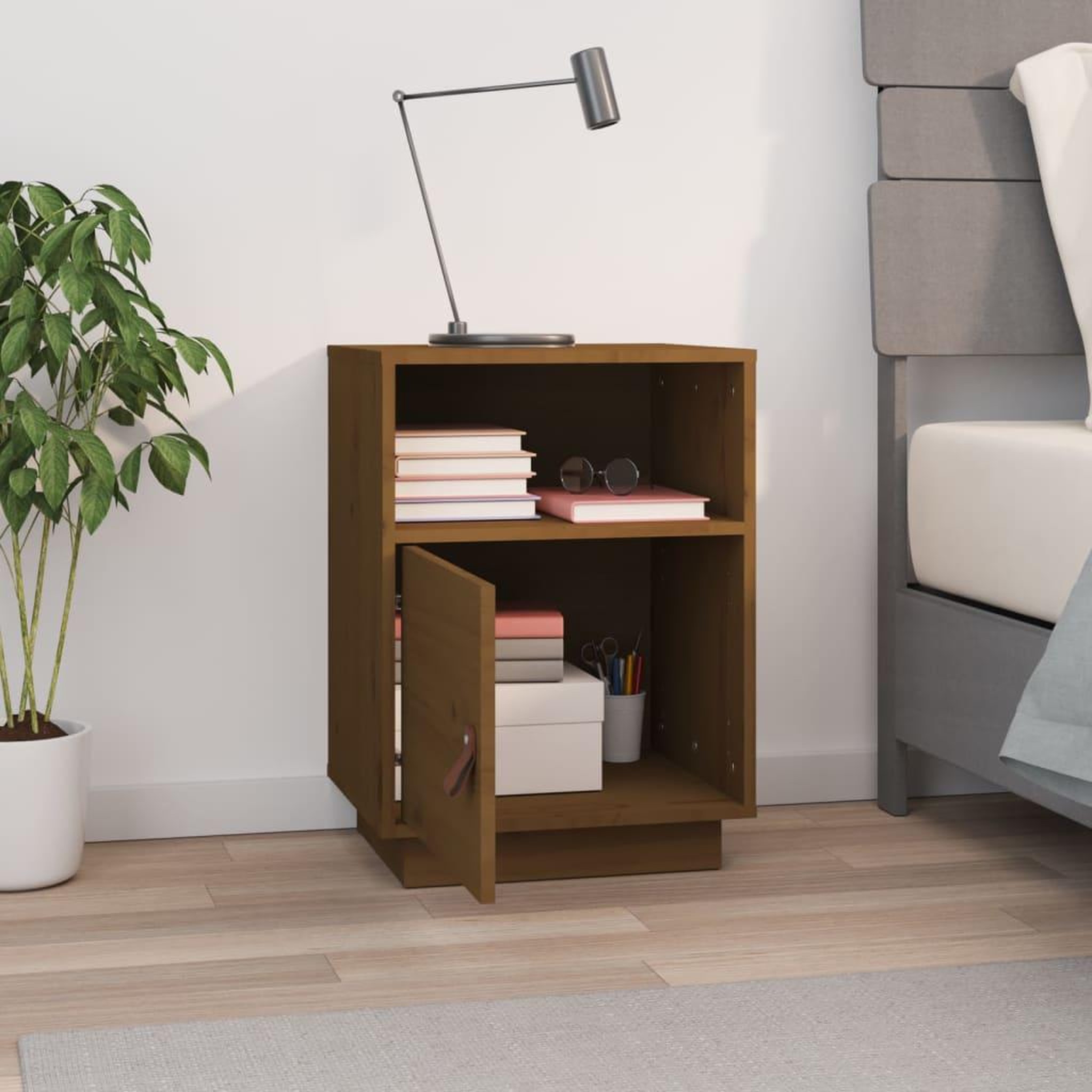 Voir la diapositive 3 : VIDAXL Table de chevet Marron miel 40x34x55 cm Bois de pin massif