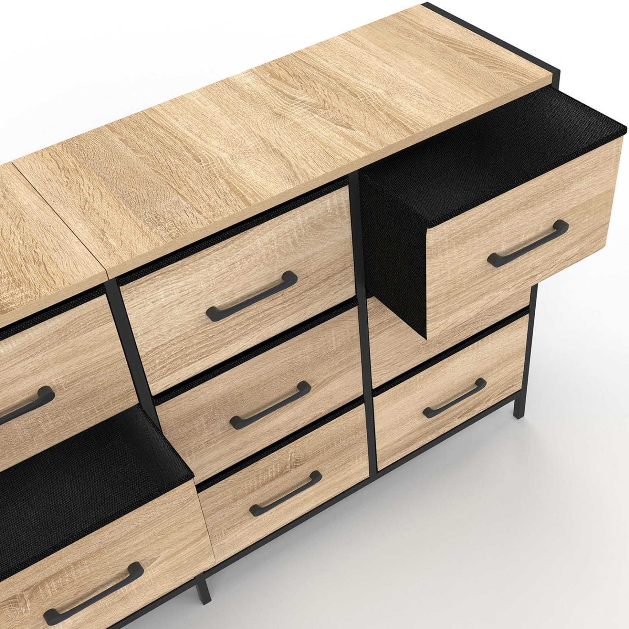 Voir la diapositive 6 : ID MARKET Commode 12 tiroirs en tissu utah 140 cm meuble de rangement design industriel