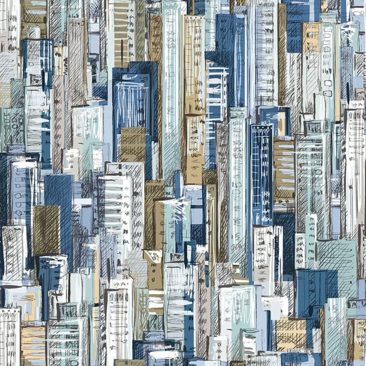 Noordwand Noordwand Papier peint Friends & Coffee Cities and Skyline Bleu