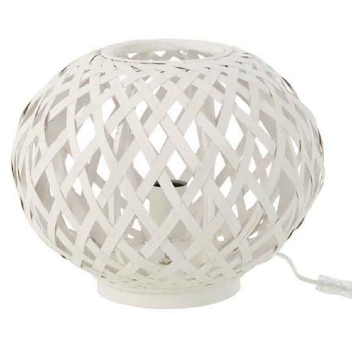 Paris Prix Lampe à Poser en Bambou  Inaya  32cm Blanc