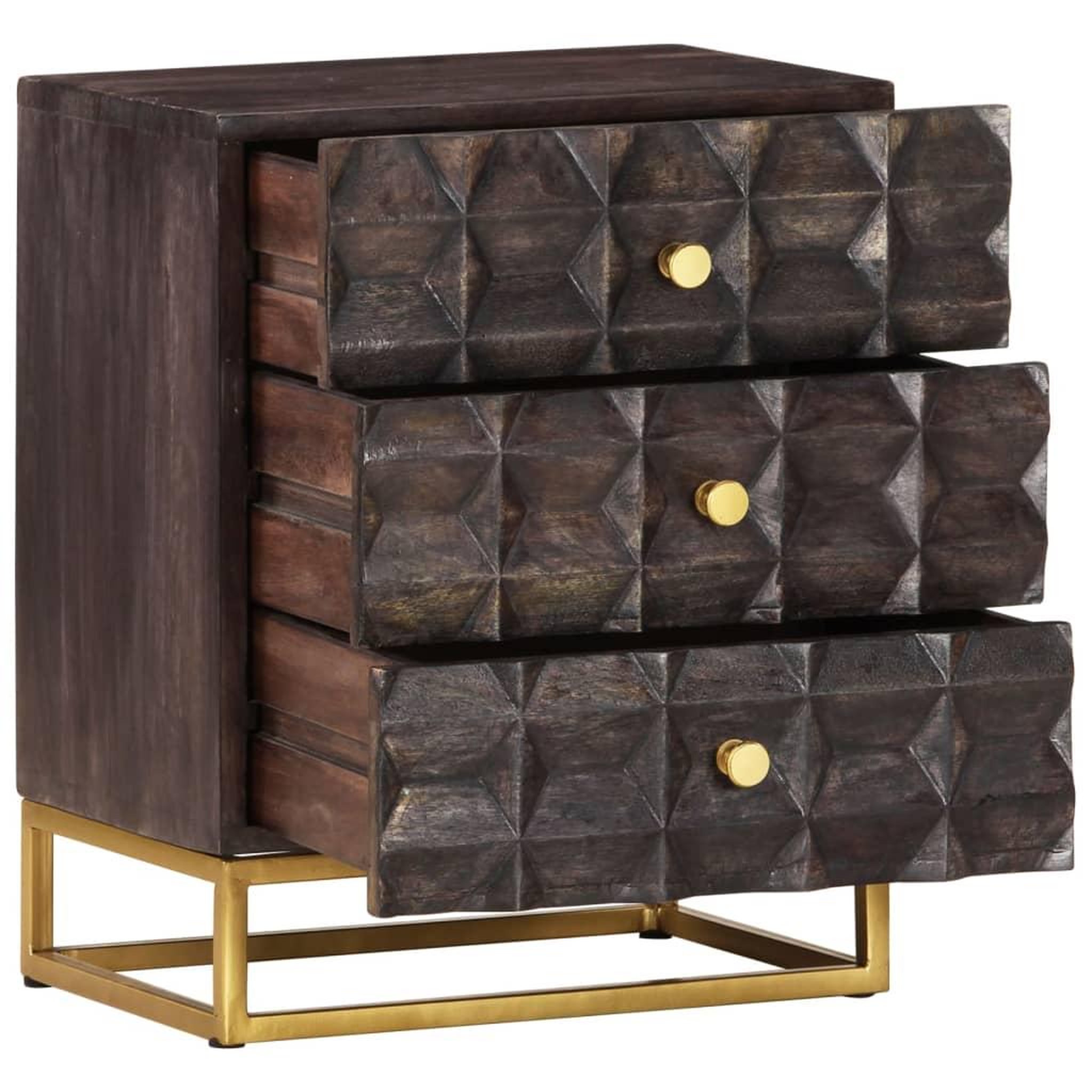 Voir la diapositive 4 : VIDAXL Table de chevet Noir 40x30x50 cm Bois de manguier massif