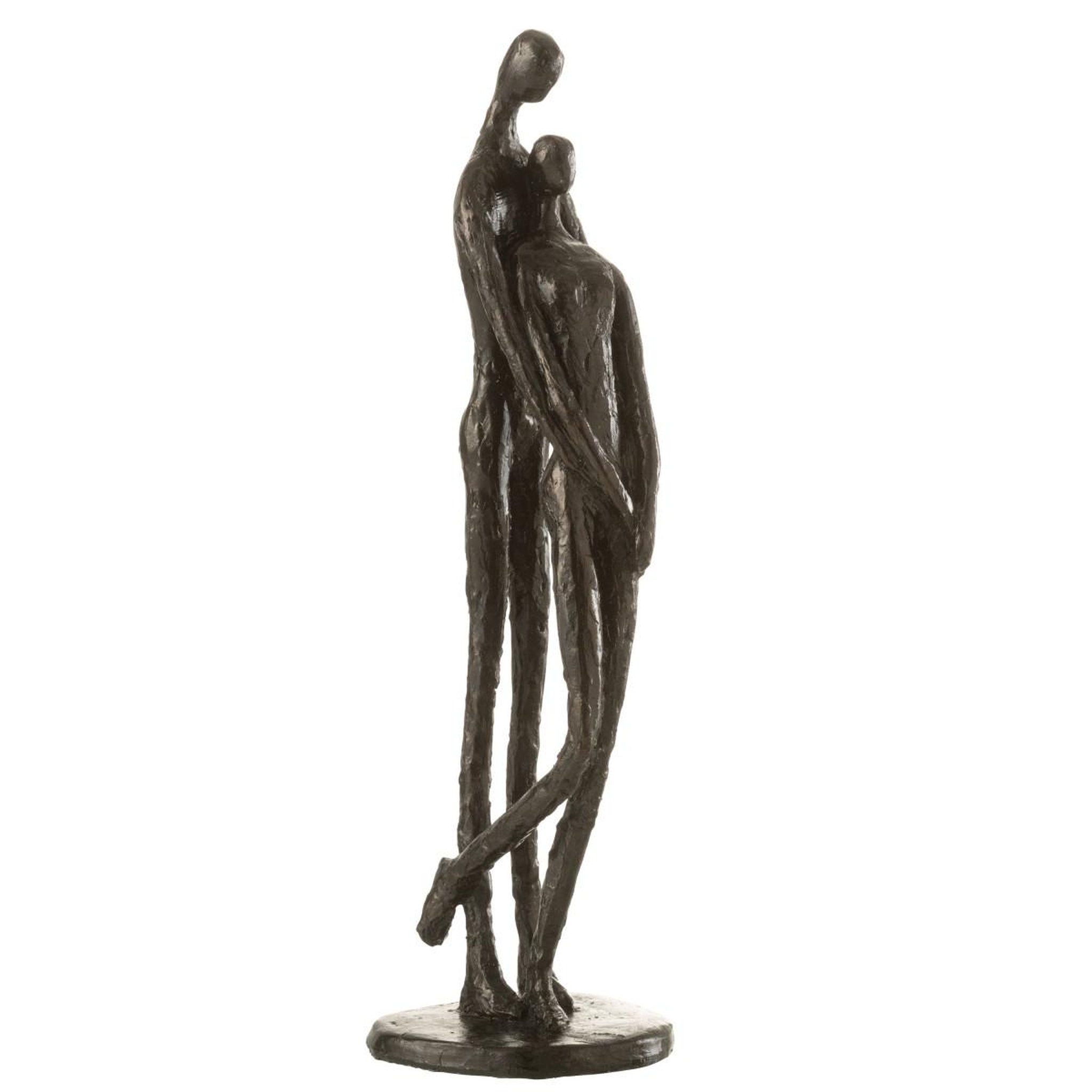 J-LINE Statuette déco  couple résine  37cm marron foncé
