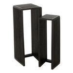 Paris Prix Lot de 2 Tables d'Appoint en Bois  Teck  88cm Noir