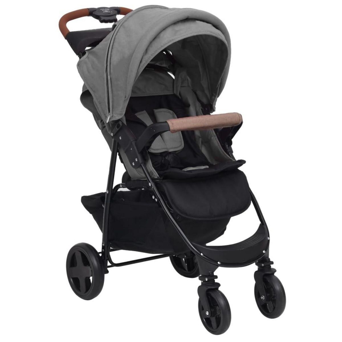 VIDAXL Poussette pour bebe 3-en-1 Gris clair Acier