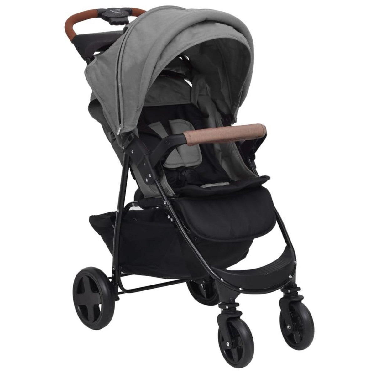 VIDAXL Poussette pour bebe 3-en-1 Gris clair Acier