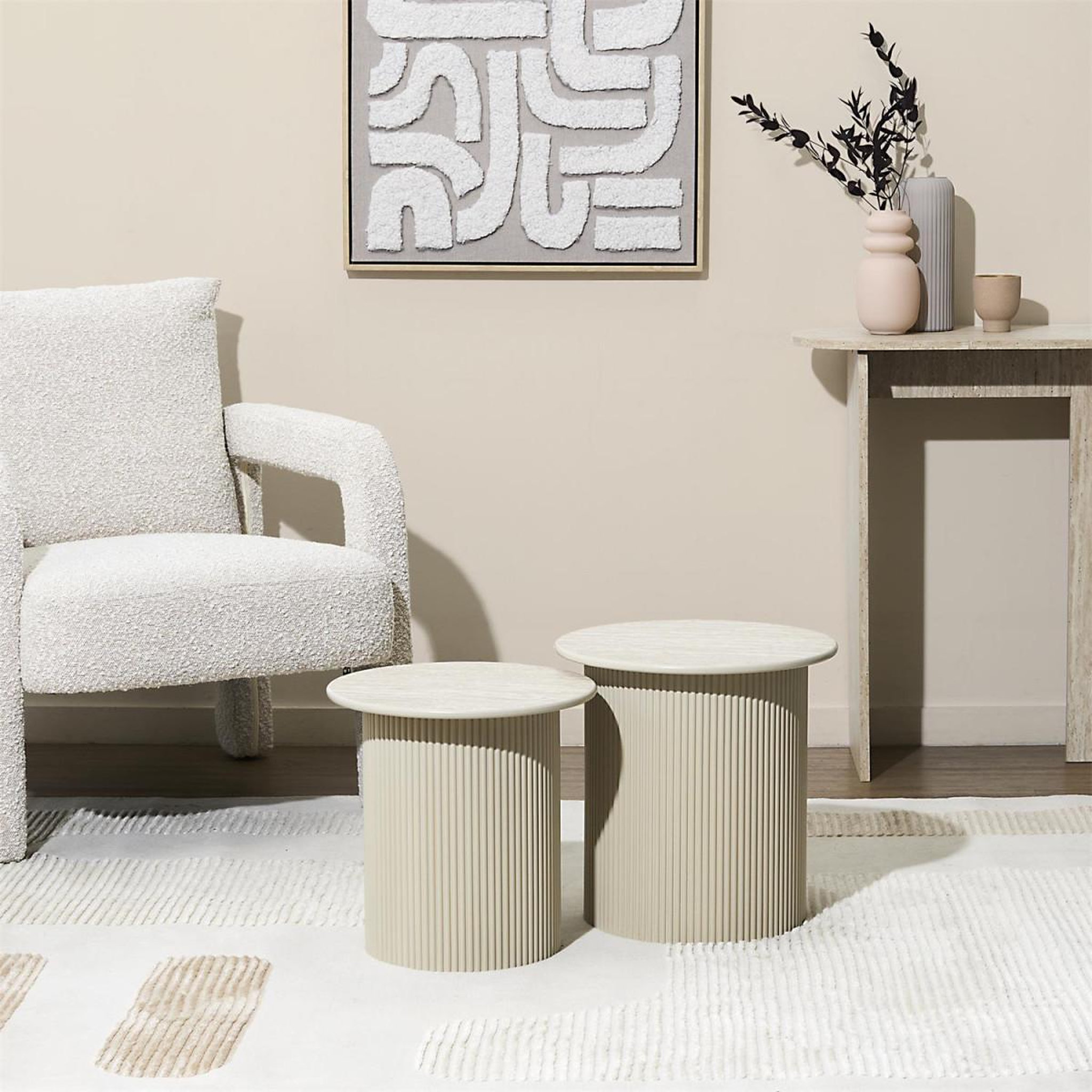 Voir la diapositive 3 : The Home Deco Factory Lot de 2 tables d'appoint  terra nova  38cm beige