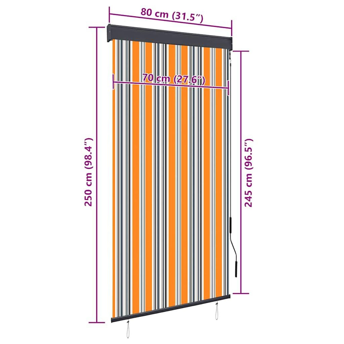 VIDAXL Store roulant d'exterieur 80x250 cm Jaune et bleu