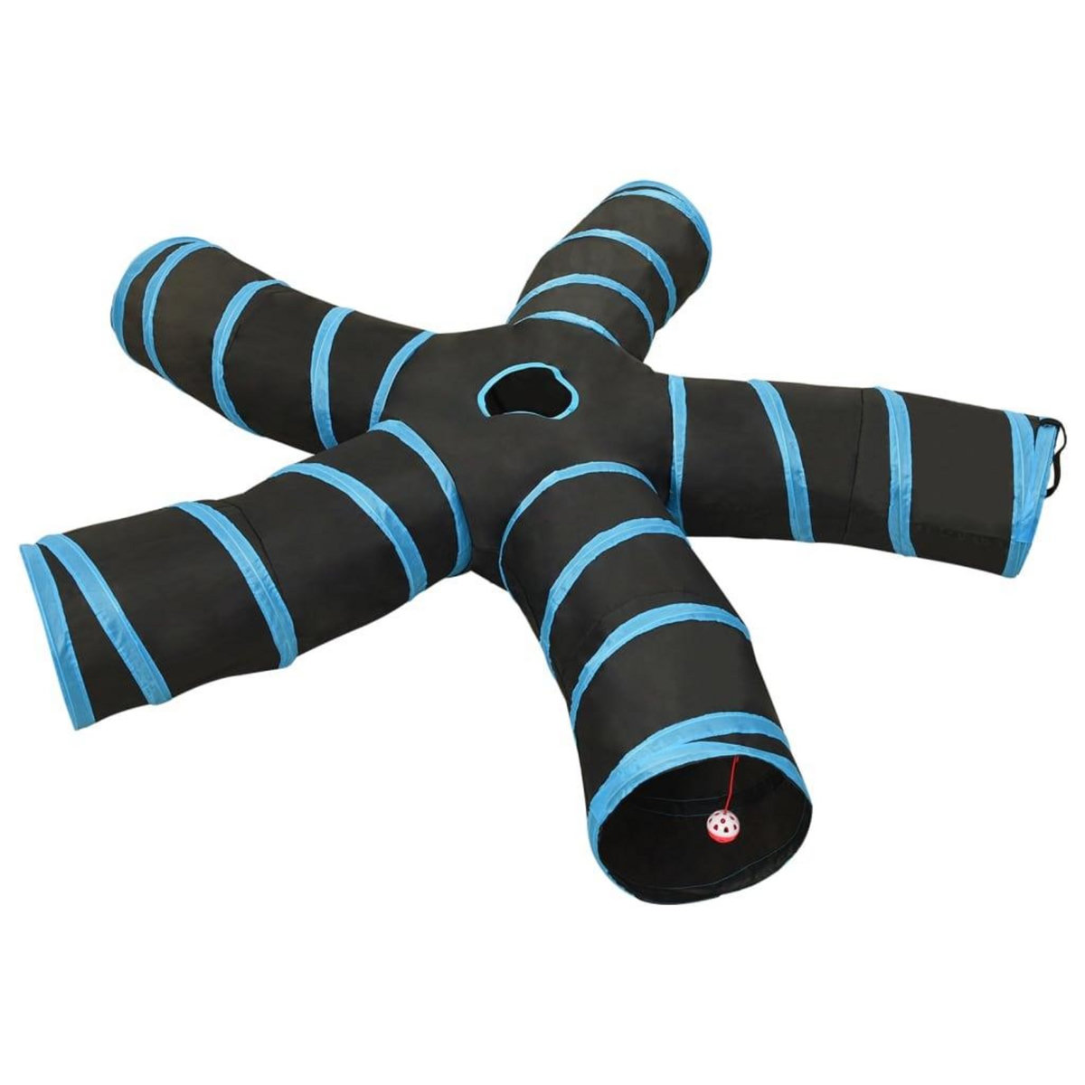 VIDAXL Tunnel pour chats a 5 voies Noir et bleu 25 cm Polyester