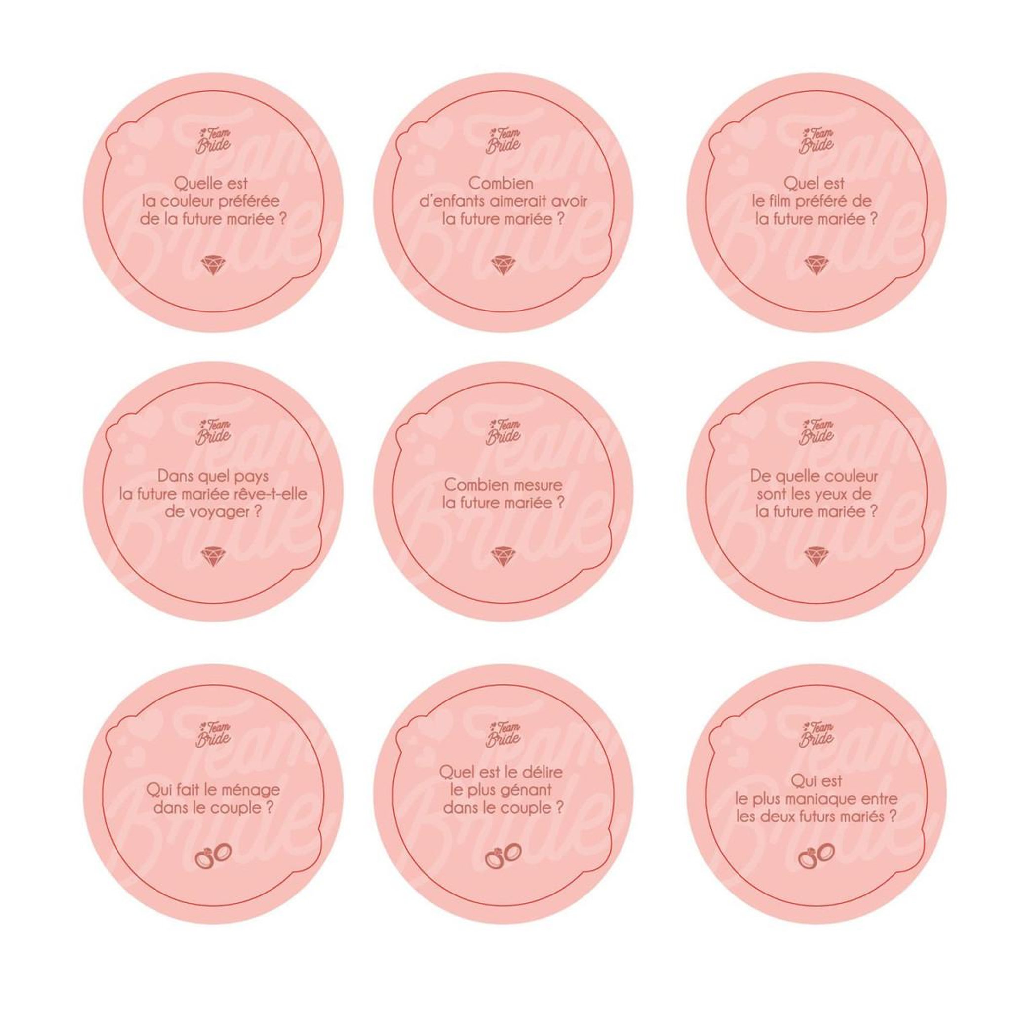 Voir la diapositive 3 : PARTY TIME Jeu de 30 questions  evjf  8cm rose