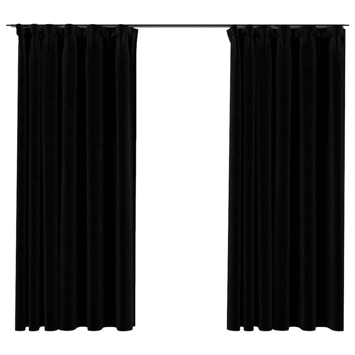 VIDAXL Rideaux occultants aspect lin avec crochets 2pcs Noir 140x175cm