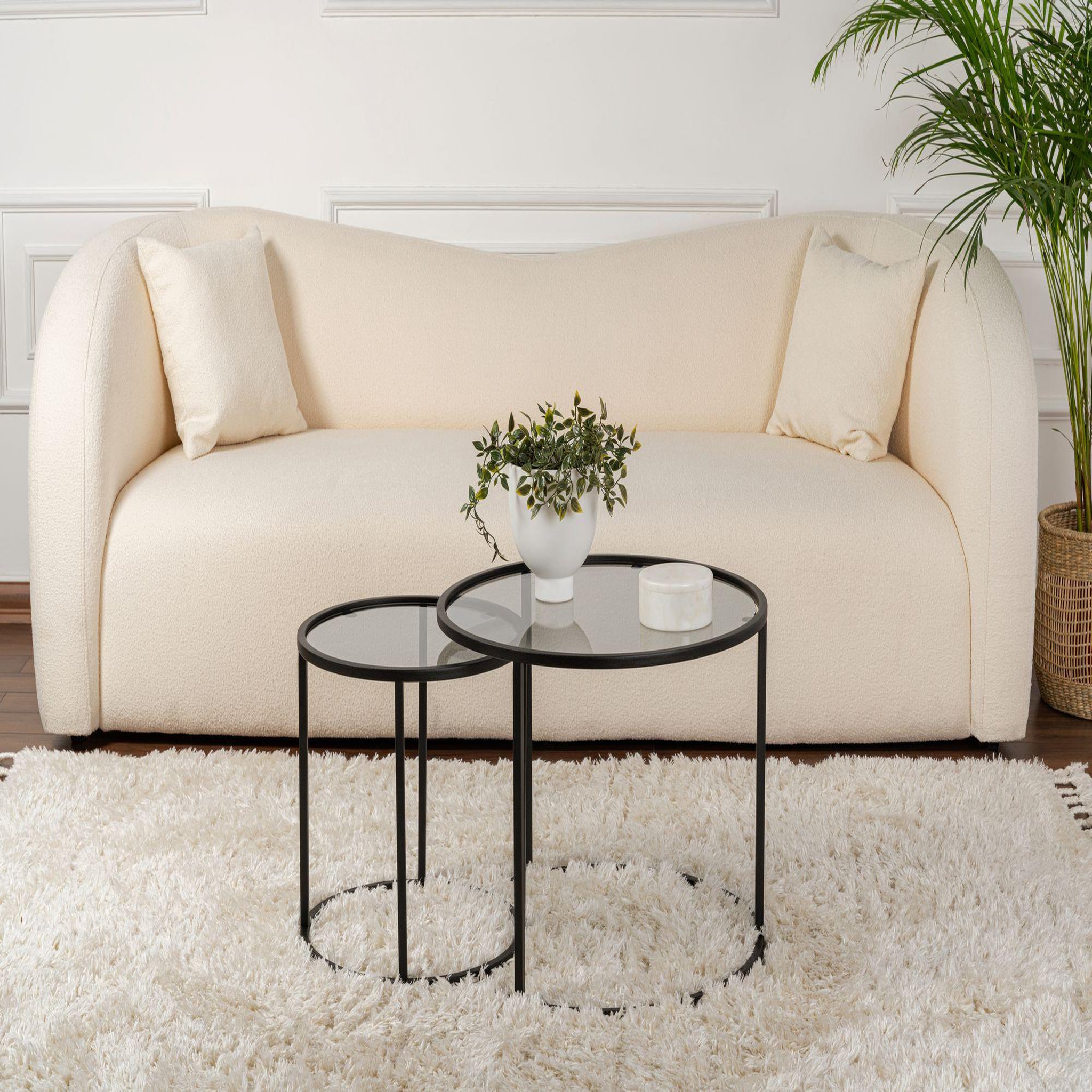 Voir la diapositive 3 : Habitat et Jardin Lot de 2 tables basses en métal  aurum  - 60 x 60 x 43 cm - noir gris