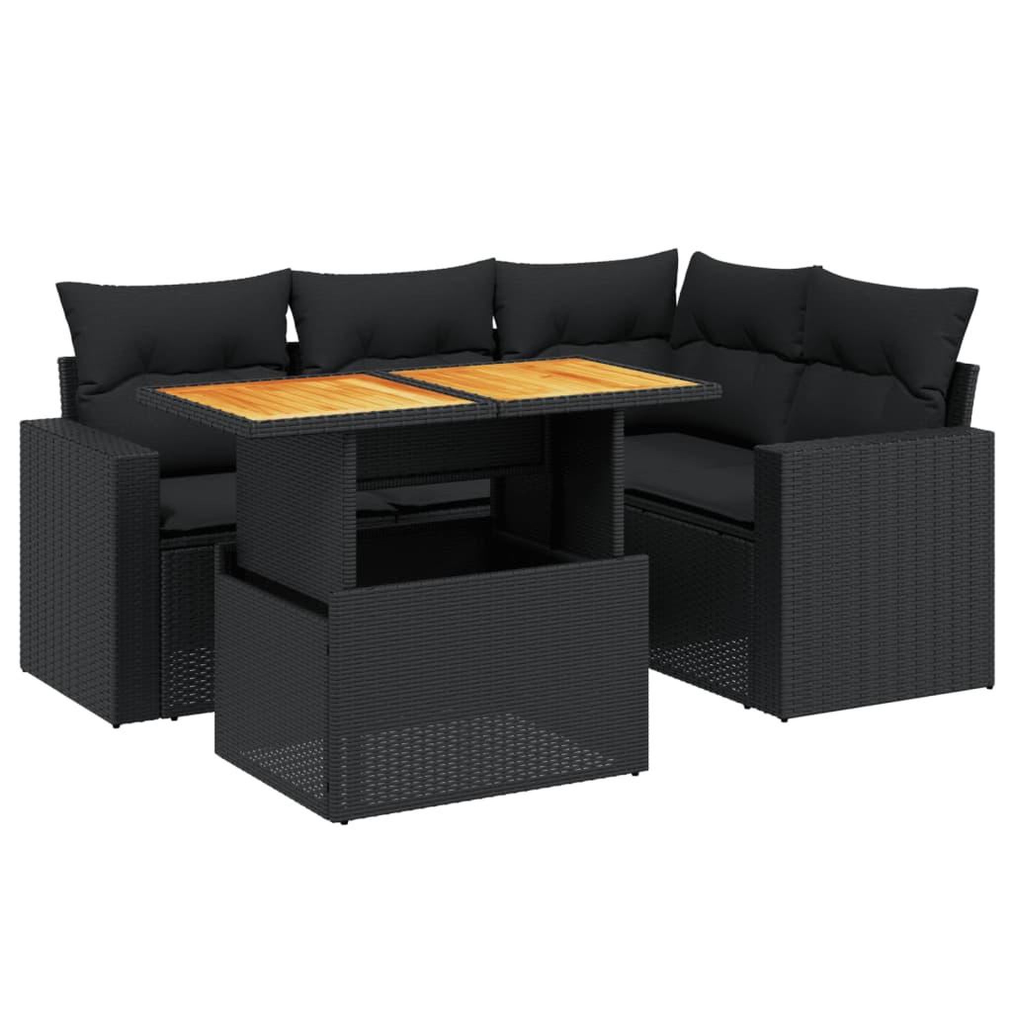 Voir la diapositive 2 : VIDAXL Salon de jardin 5 pcs avec coussins noir resine tressee