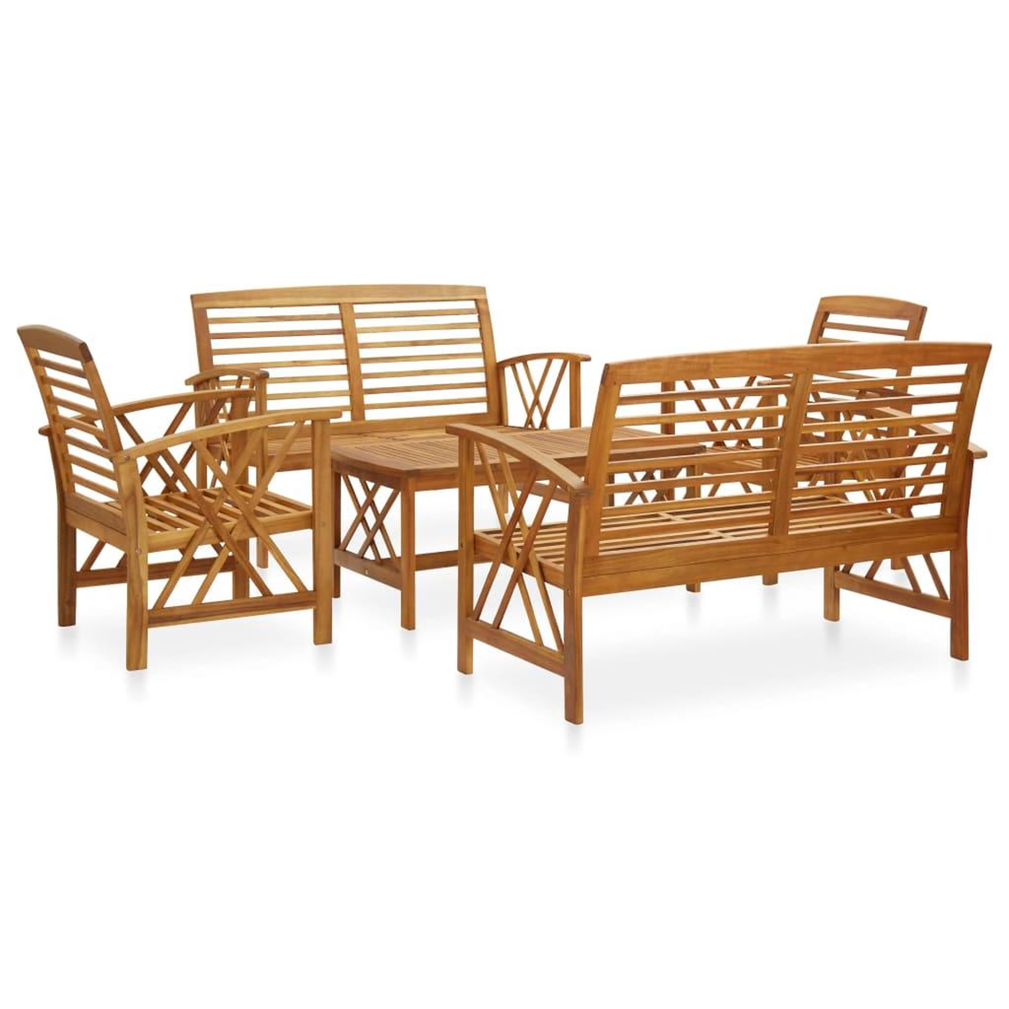 Voir la diapositive 1 : VIDAXL Salon de jardin 5 pcs Bois d'acacia solide