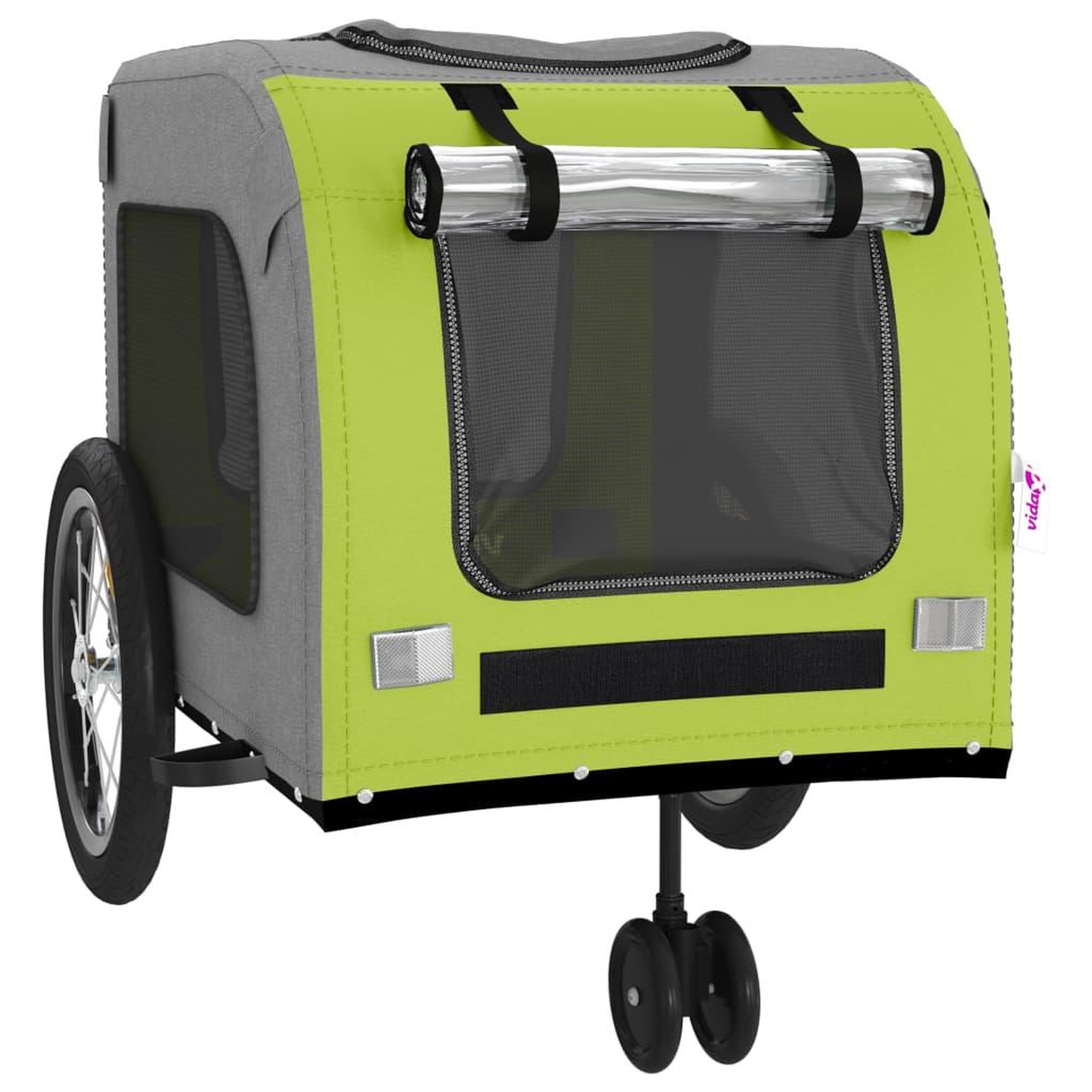 Voir la diapositive 5 : VIDAXL Remorque de velo pour animaux de compagnie vert et gris