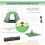 Voir la diapositive 5 : OUTSUNNY Tente de camping familiale 6 personnes montage instantanée Pop-up 4 fenêtres 2 portes dim. 320L x 320l x 176H cm fibre verre polyester vert gris