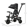 Voir la diapositive 3 : HOMCOM Tricycle enfant évolutif pliable 4 en 1 multifonction - pare-soleil, canne télescopique amovible - siège pivotant, harnais, arceau sécurité - 3 paniers rangement - métal PP noir