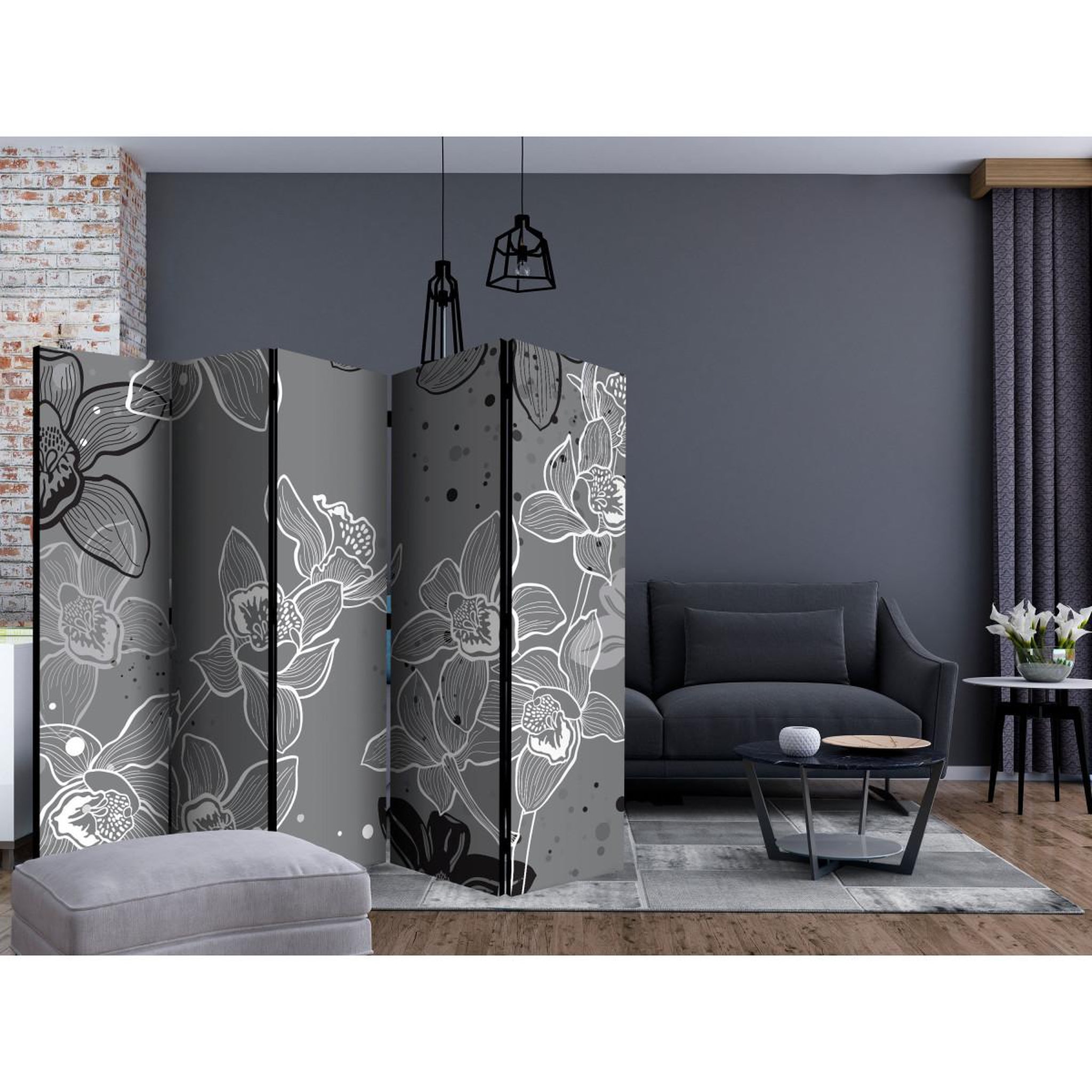Voir la diapositive 2 : Paris Prix Paravent 5 volets  winter flora  172x225cm
