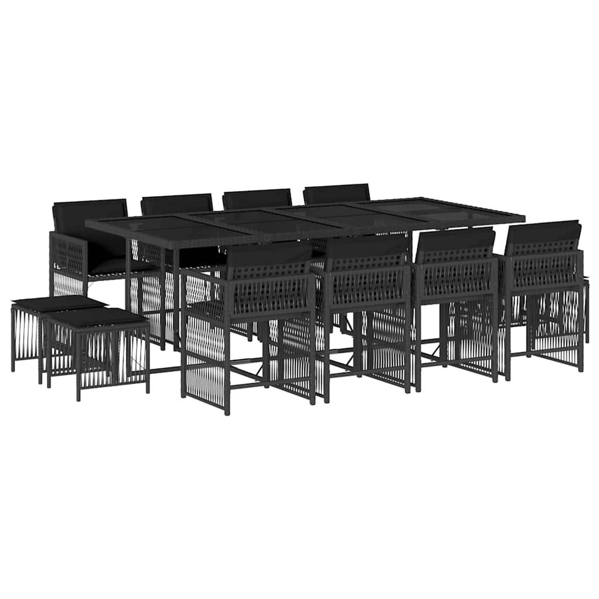 Voir la diapositive 2 : VIDAXL Ensemble a manger de jardin 13 pcs coussins noir resine tressee