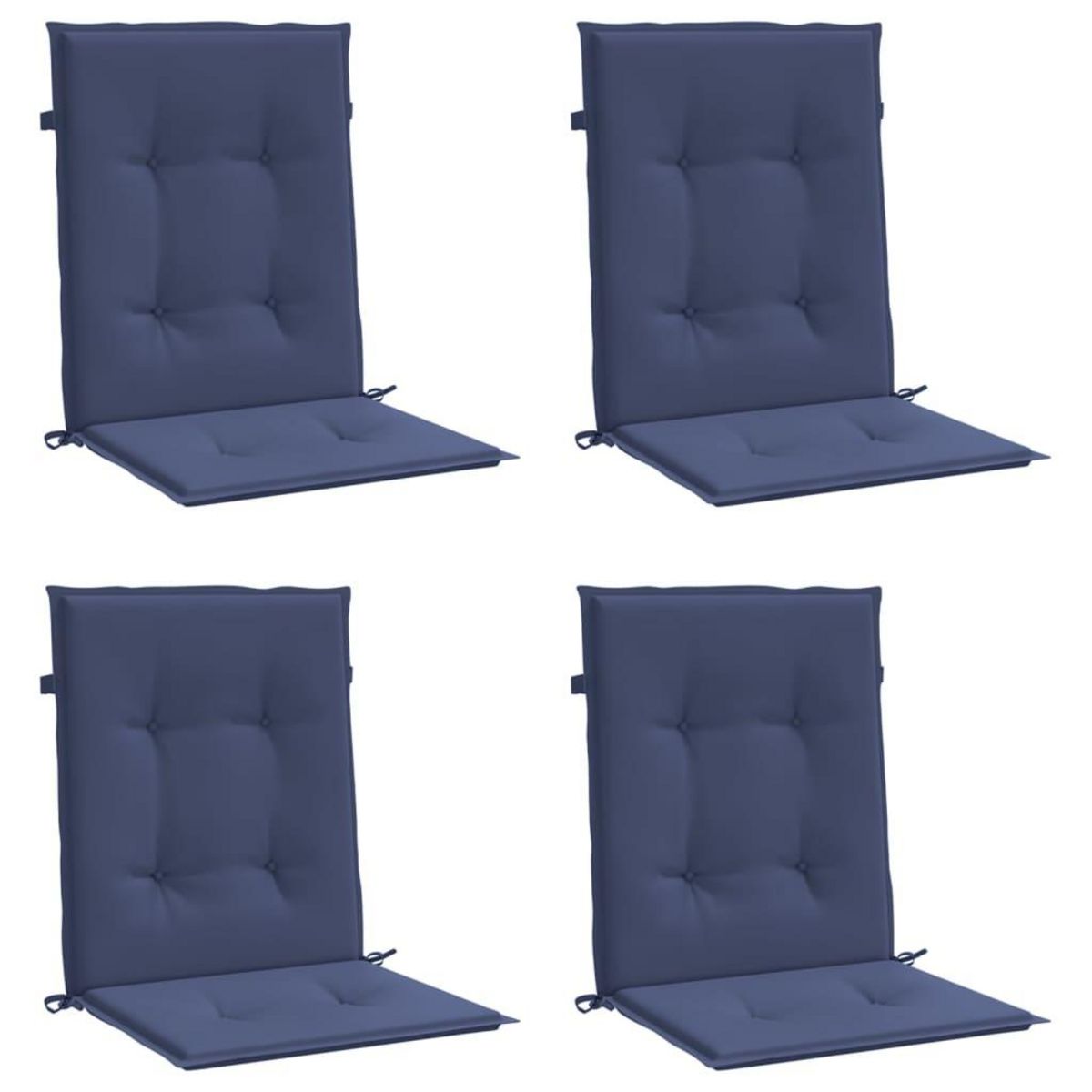 VIDAXL Coussins de chaise a dossier bas lot de 4 bleu marine tissu