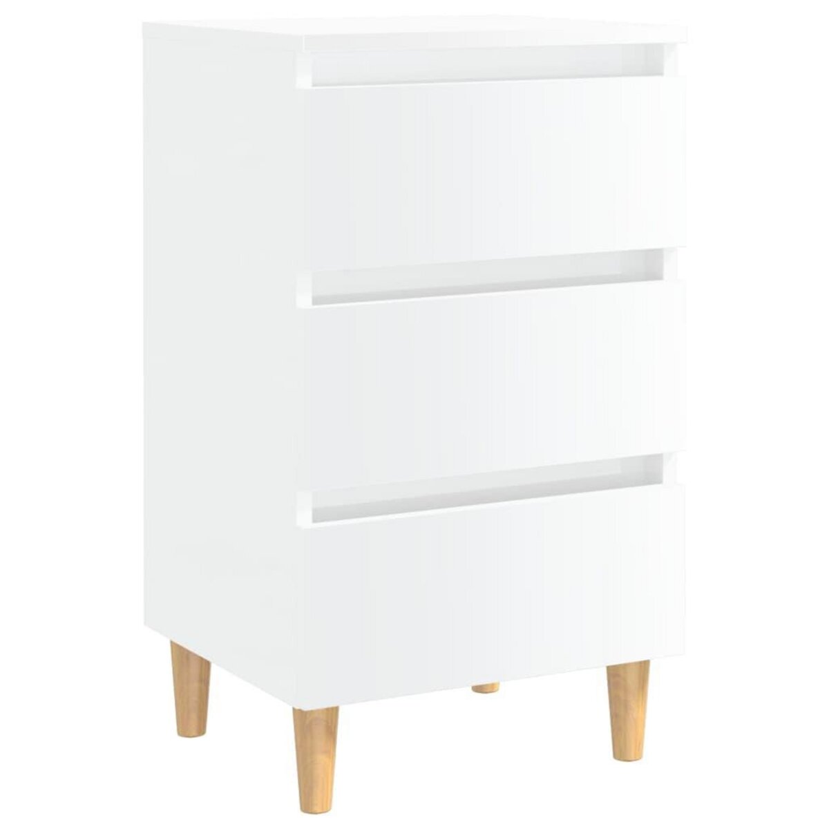 VIDAXL Table de chevet avec pieds en bois blanc brillant 40x35x69 cm