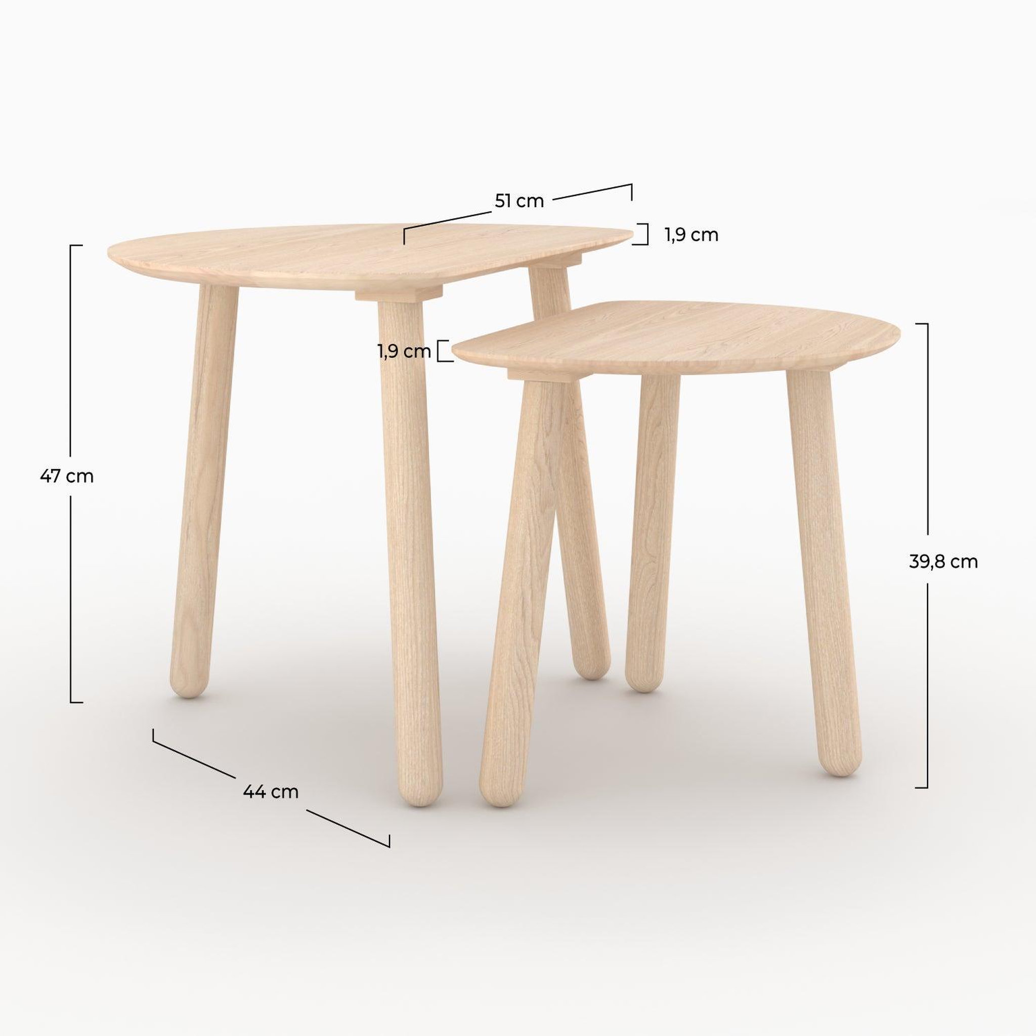 Voir la diapositive 4 : MAISON PAVANE Tables gigognes en bois de frêne effet blanchi-montaine