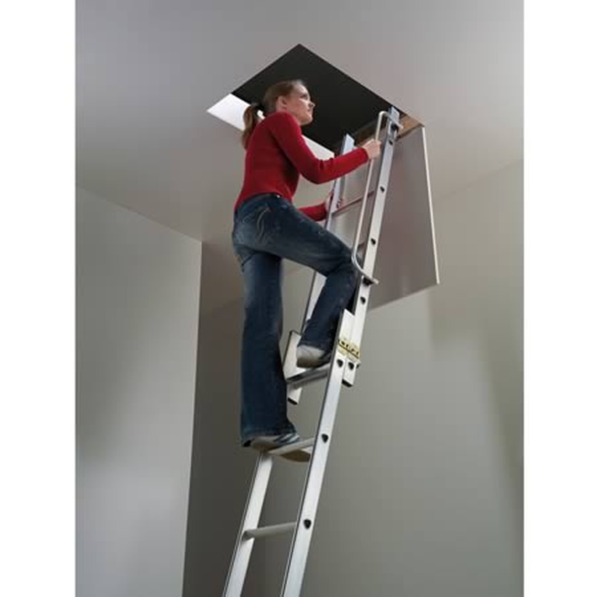 Voir la diapositive 4 : HAILO Echelle escamotable Alu 3x4 échelons - 3m