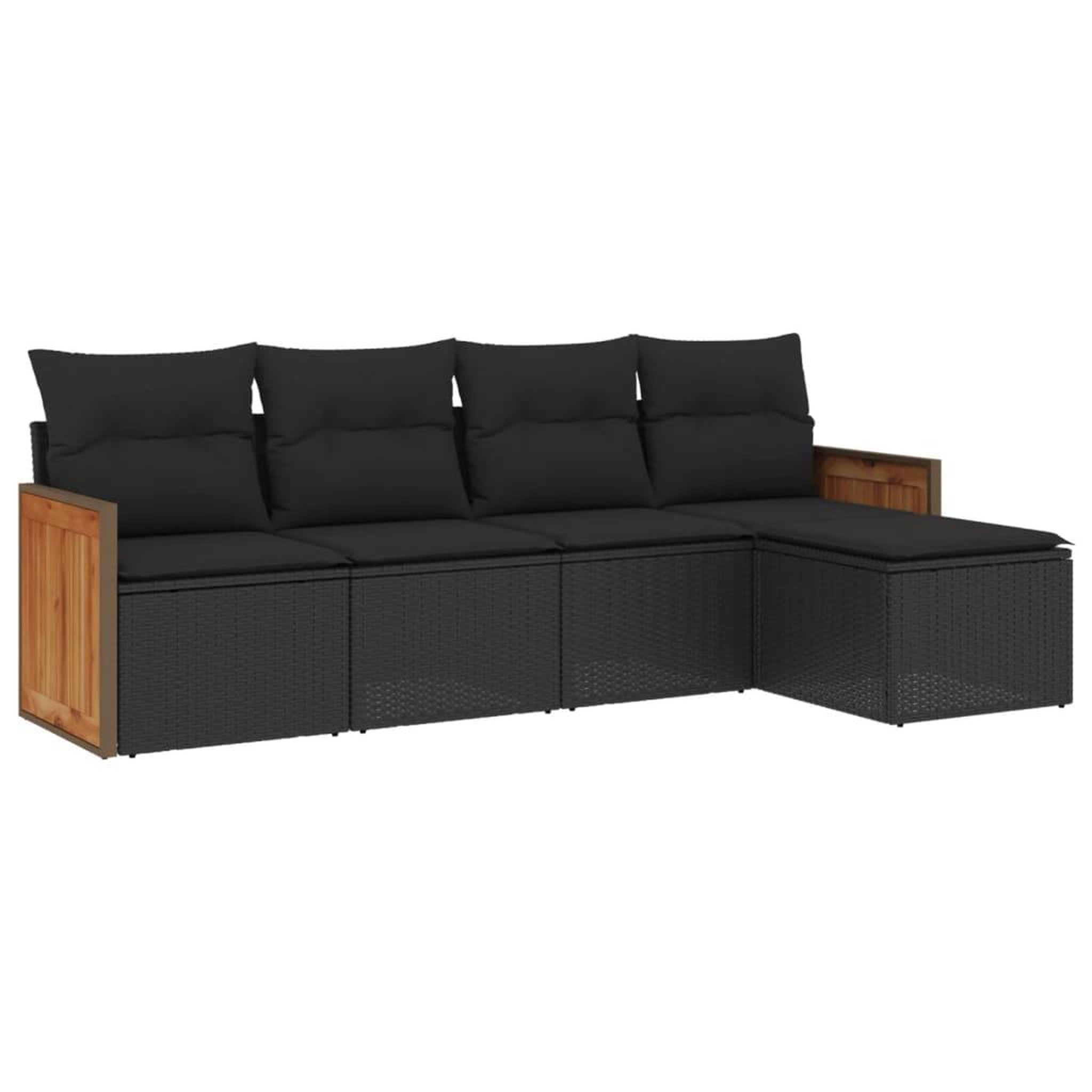 Voir la diapositive 2 : VIDAXL Salon de jardin 5 pcs avec coussins noir resine tressee