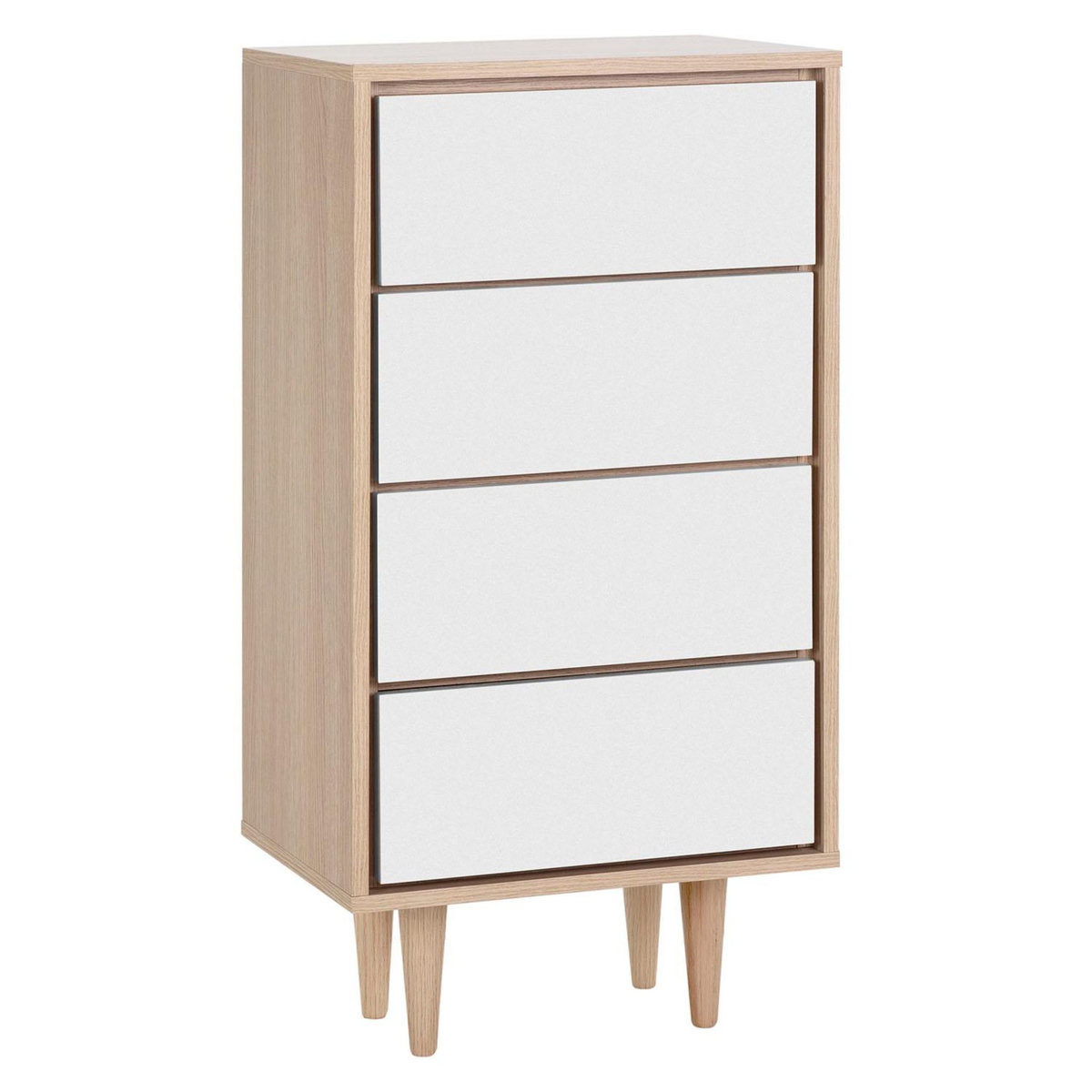 VS VENTA-STOCK Chiffonnier Denia 4 tiroirs Chêne/Blanc, 45 cm Largeur
