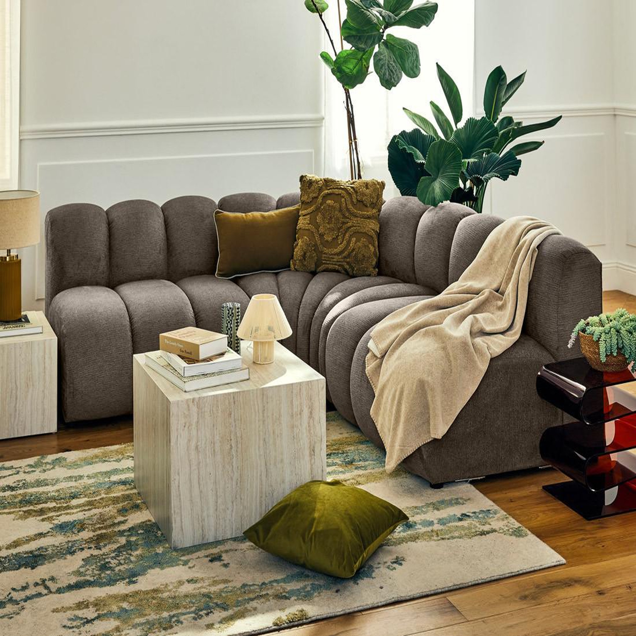 Voir la diapositive 2 : BEST MOBILIER Debbie - module d'assise en tissu texturé