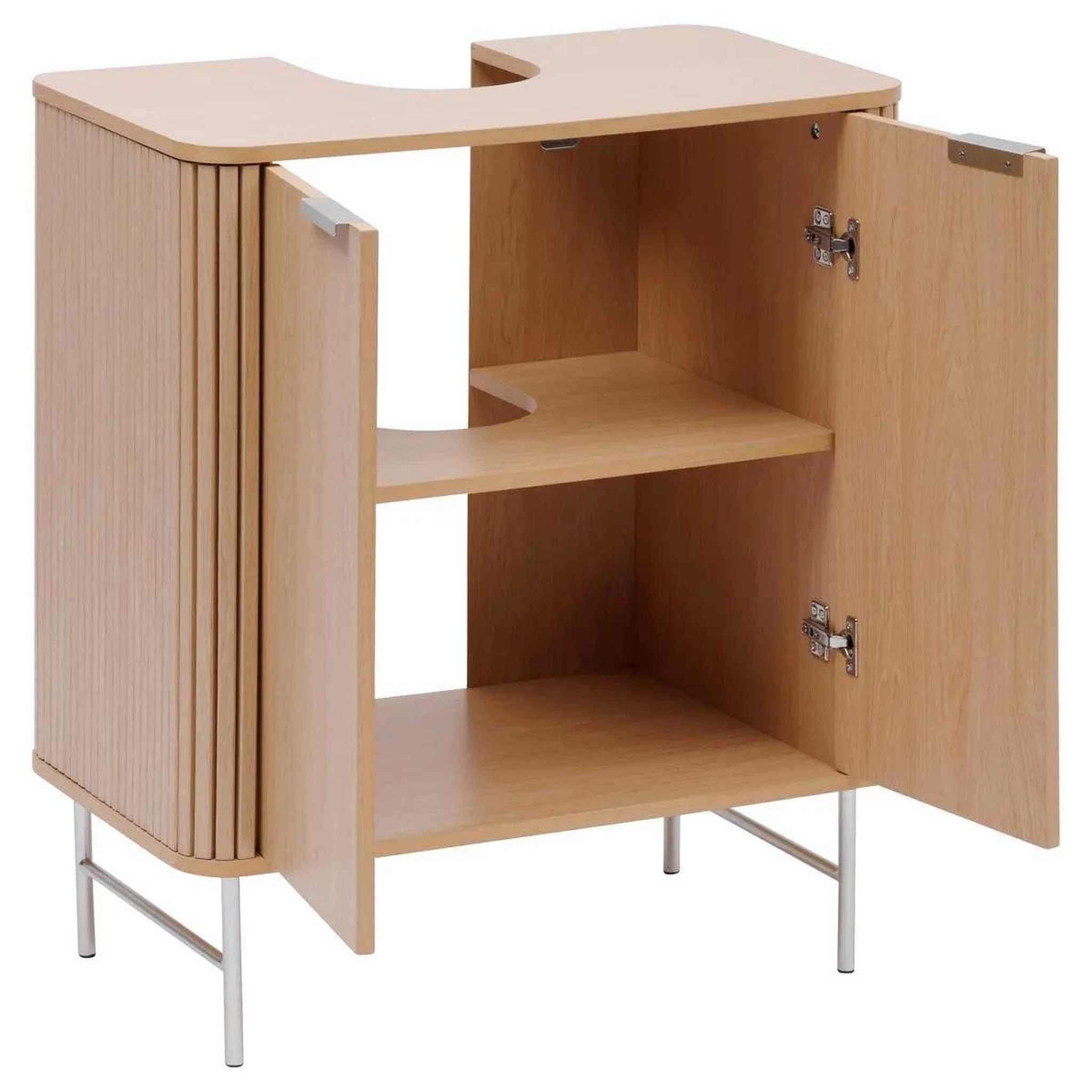 Voir la diapositive 2 : FIVE Meuble sous lavabo 2 portes  liora  80cm naturel