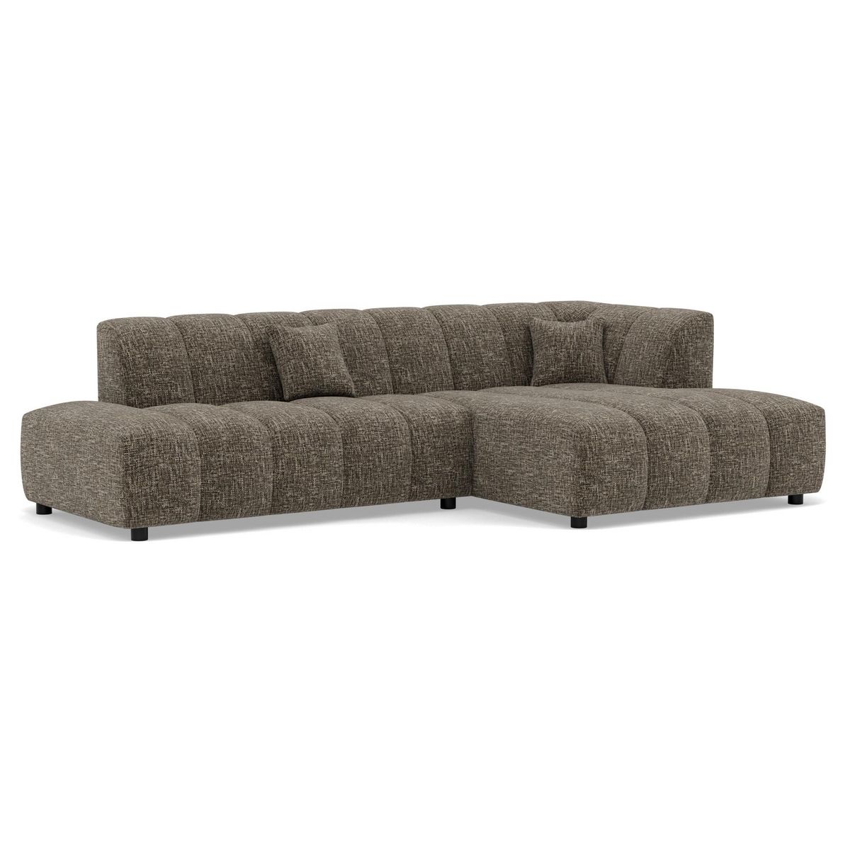 LISA DESIGN Curtis - canapé d'angle droit 4 places en tissu texturé