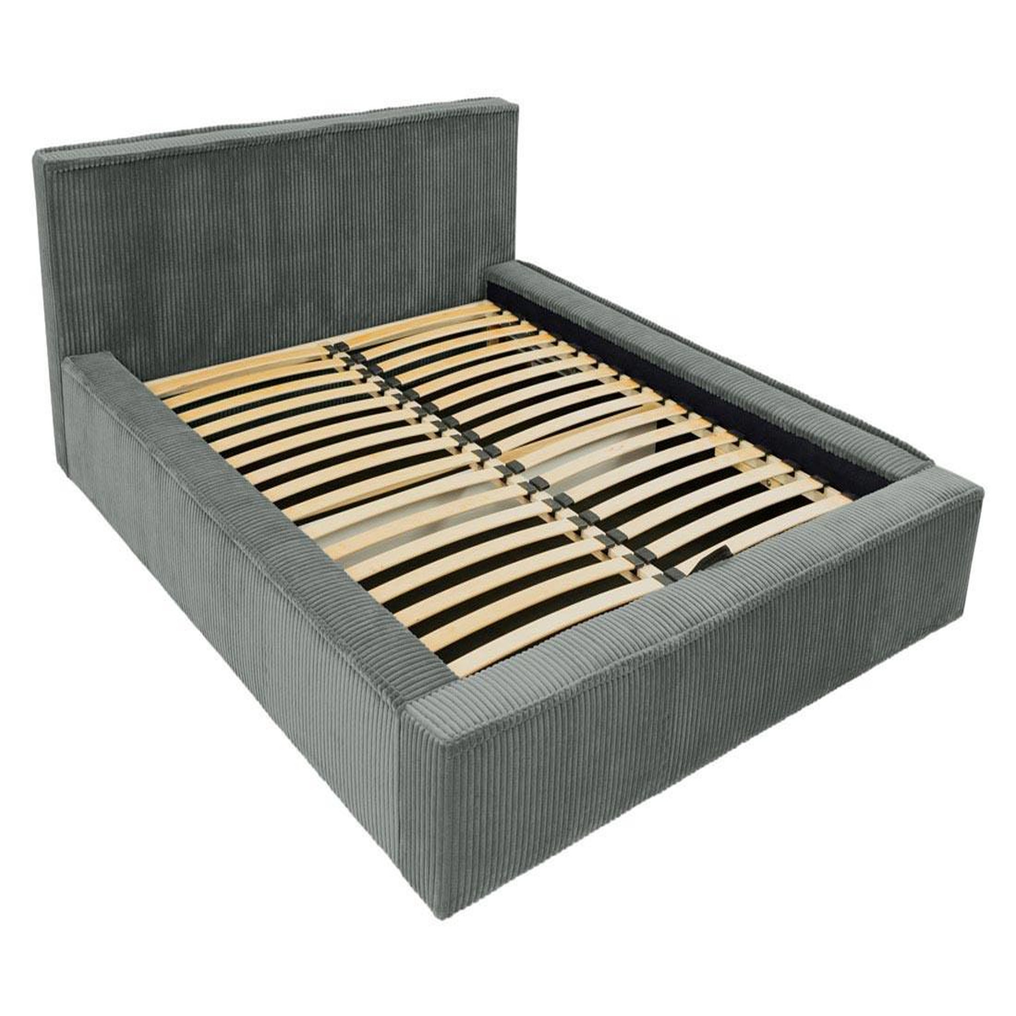 Voir la diapositive 3 : BEST MOBILIER Swan - lit coffre - 180x200 cm - sommier inclus - en velours côtelé grosses côtes