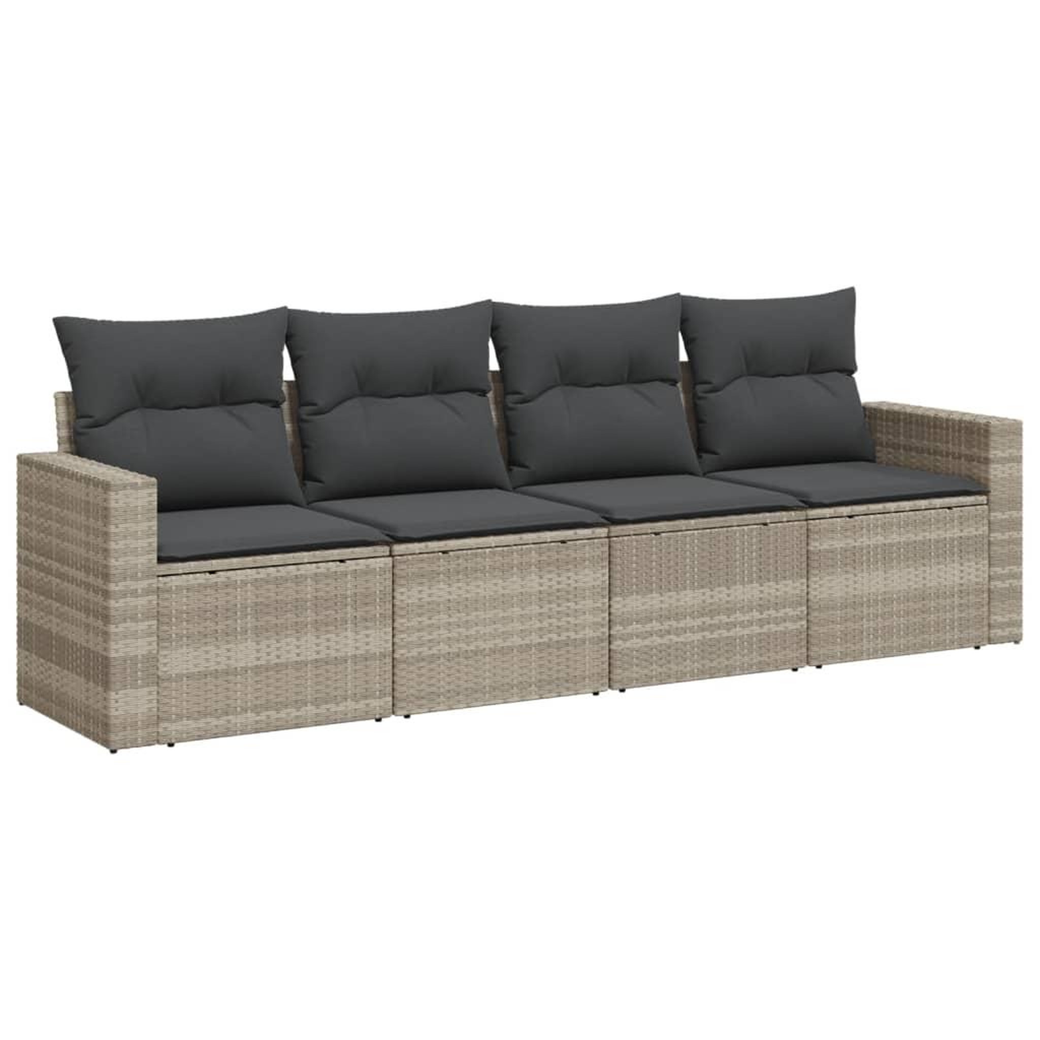 Voir la diapositive 2 : VIDAXL Salon de jardin 4 pcs avec coussins gris clair resine tressee