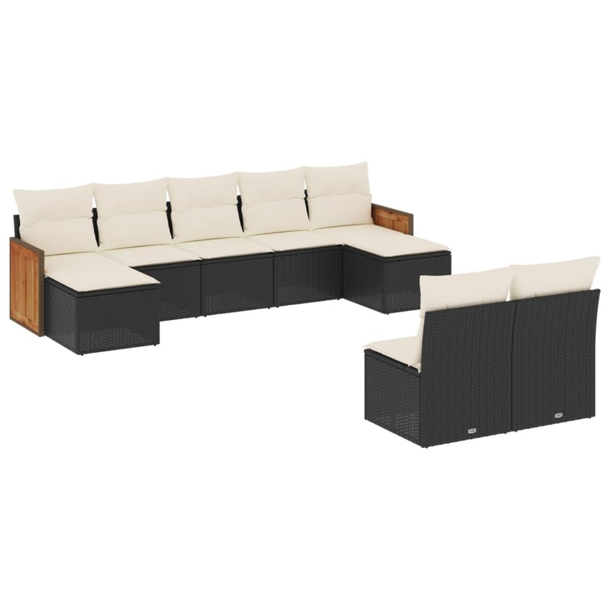 Voir la diapositive 2 : VIDAXL Salon de jardin 9 pcs avec coussins noir resine tressee