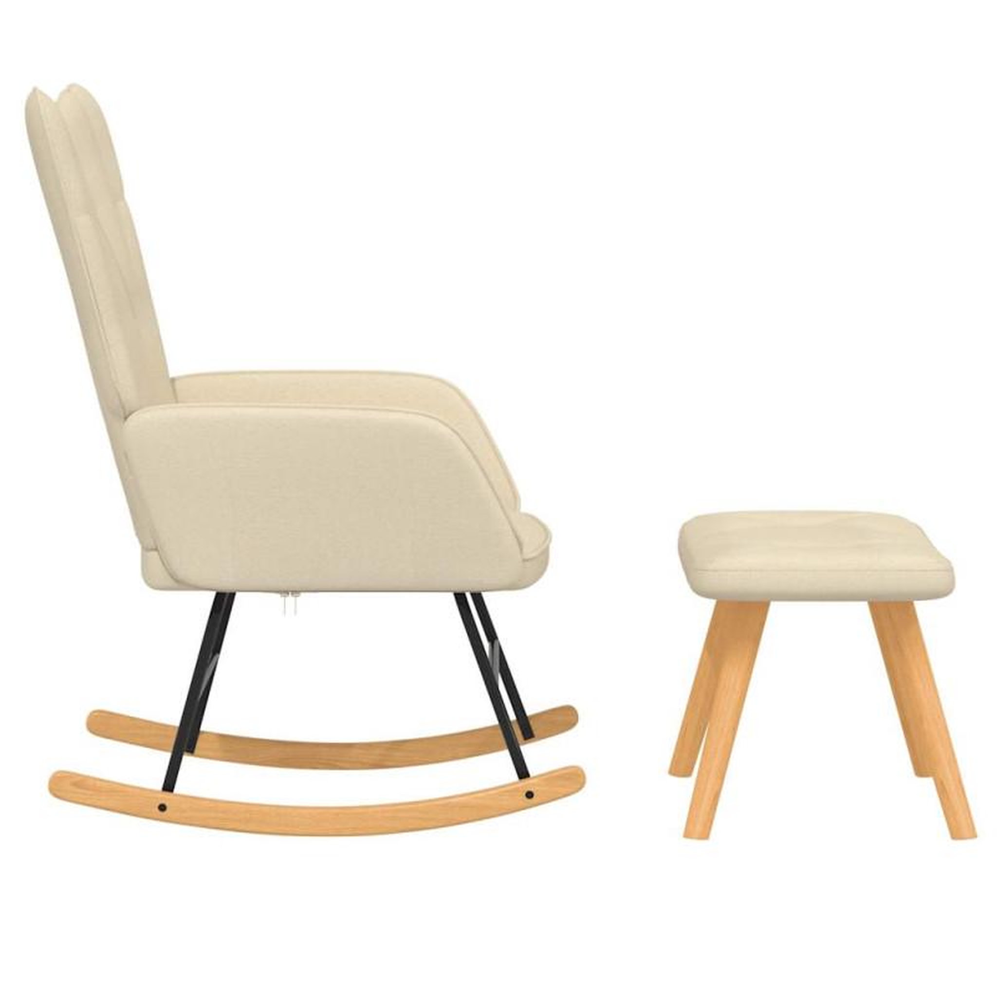 Voir la diapositive 4 : VIDAXL Chaise à bascule avec repose pied Crème Tissu
