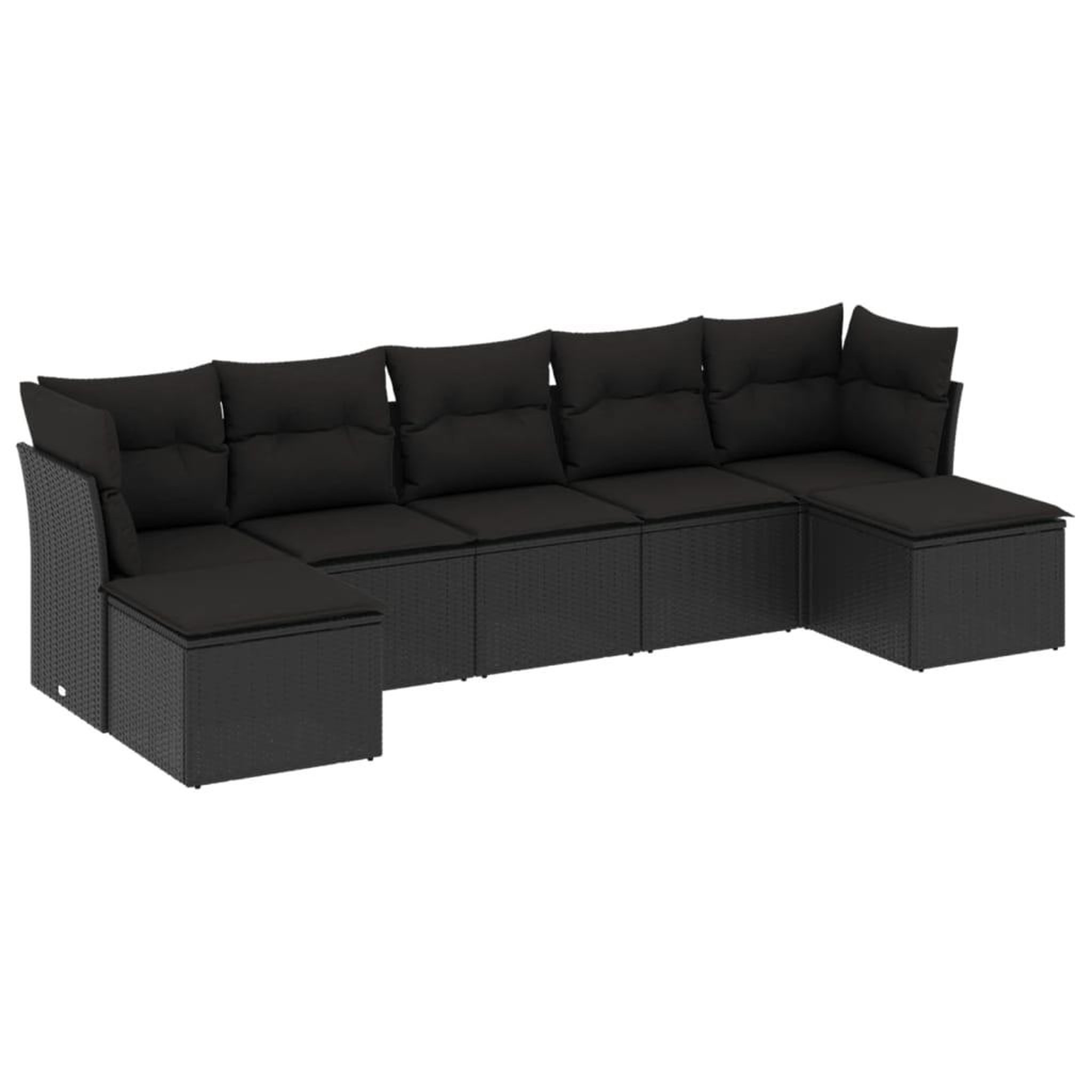 Voir la diapositive 2 : VIDAXL Salon de jardin 7 pcs avec coussins noir resine tressee