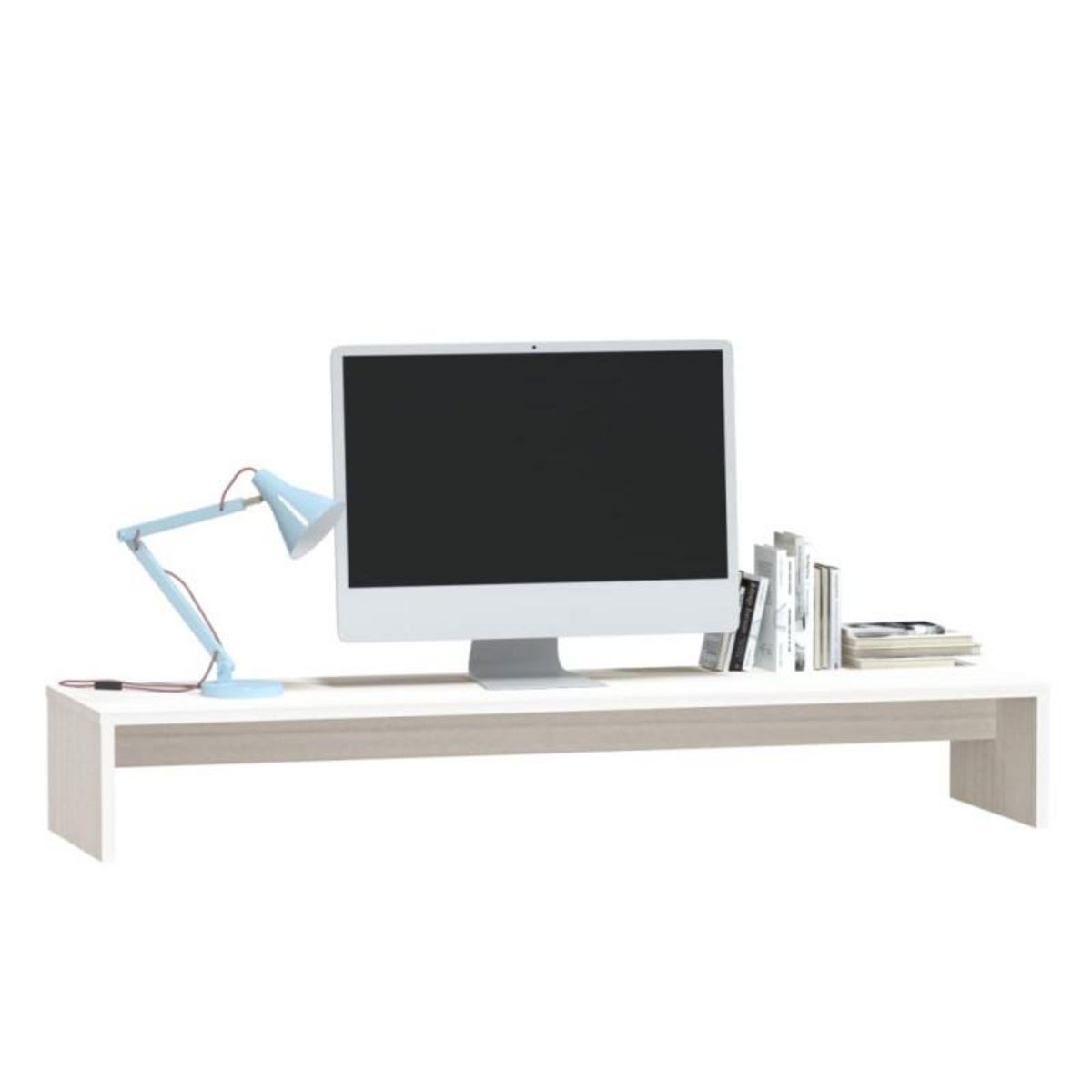 VIDAXL Support de moniteur Blanc 100x27x15 cm Bois de pin solide