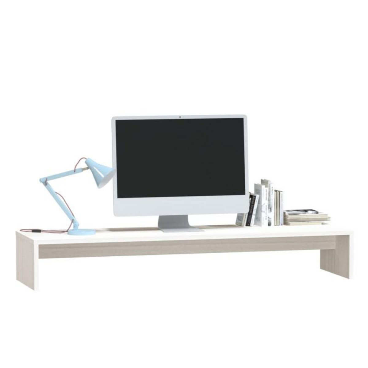 VIDAXL Support de moniteur Blanc 100x27x15 cm Bois de pin solide
