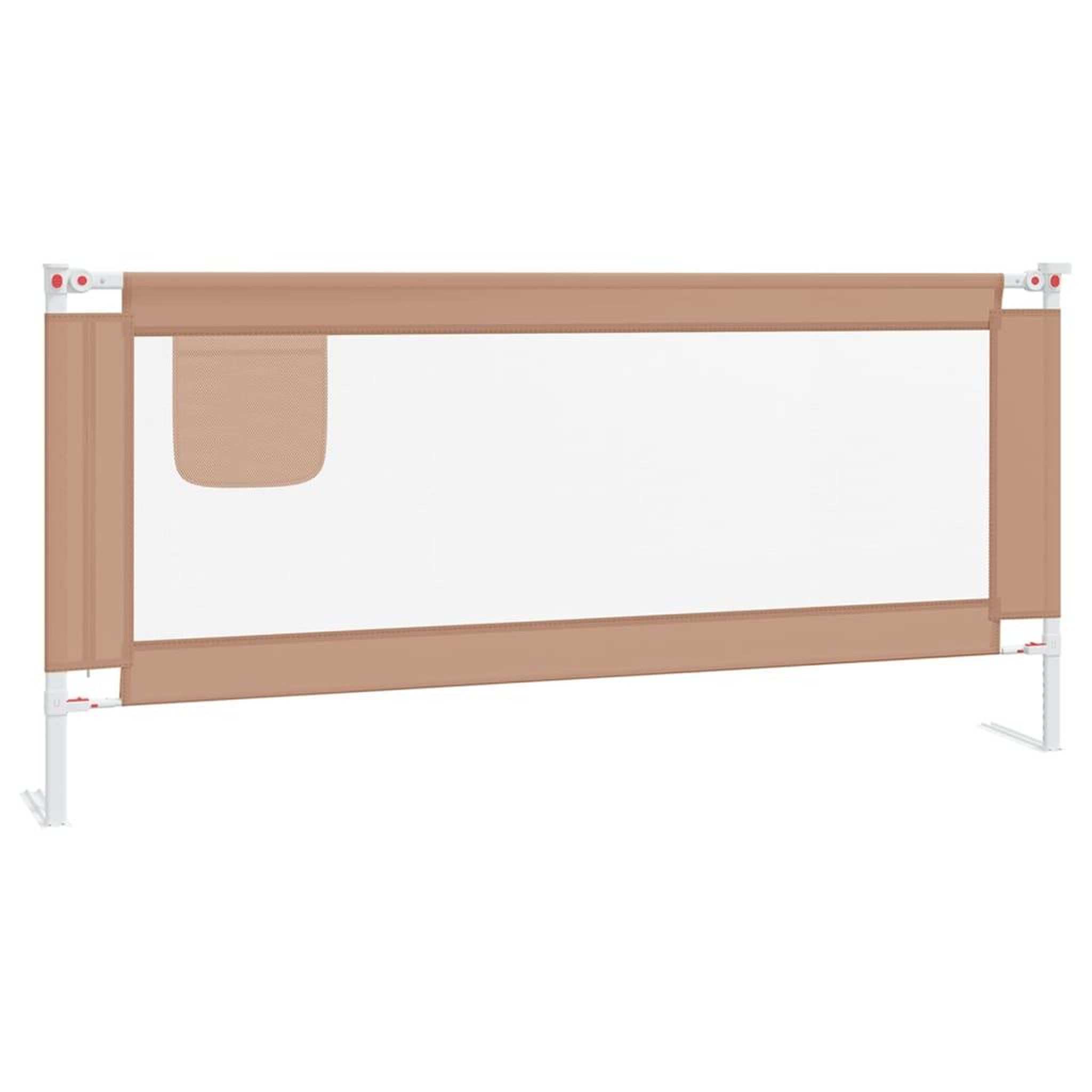 Voir la diapositive 2 : VIDAXL Barriere de securite de lit d'enfant Taupe 200x25 cm Tissu