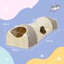 Voir la diapositive 3 : PAWHUT Tunnel pour chat modulable - 3 portes, 2 griffoirs - sisal peluche beige