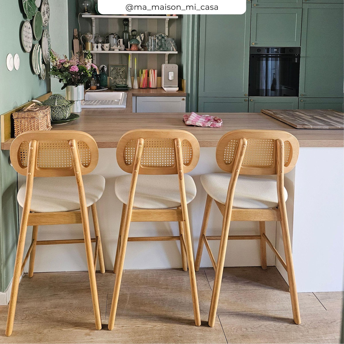 Rendez vous déco Lot de 2 chaises pour îlot central 64,5 cm en tissu beige - Maria