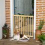 Voir la diapositive 2 : PAWHUT Barrière de sécurité animaux - longueur réglable dim. 60,5-102 cm - porte verrouillable, ouverture double sens - bois de pin
